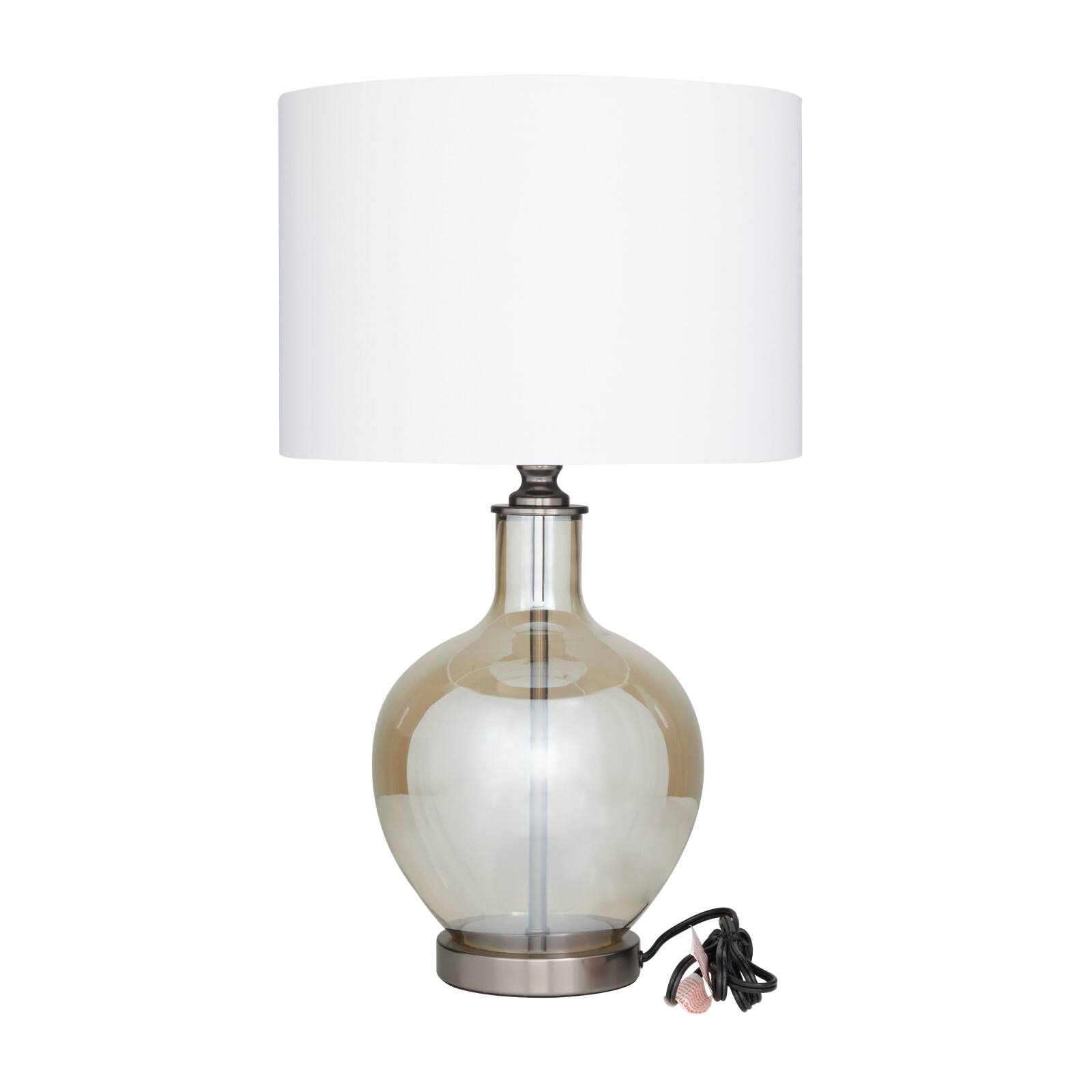 White Polyester Traditional Table Lamp, 27" x 17" x 17"
