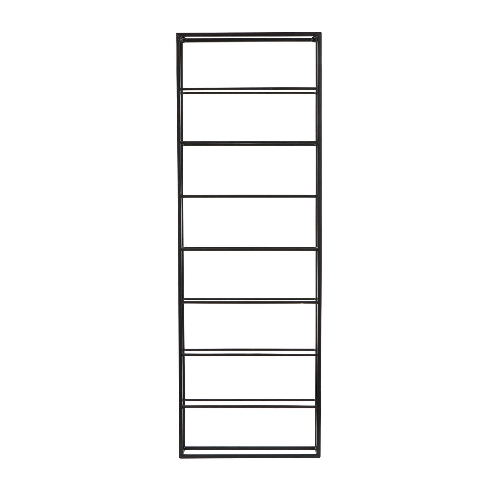 Black Metal Minimalistic 8 Bottle Wall Wine Rack with Open Style Frame