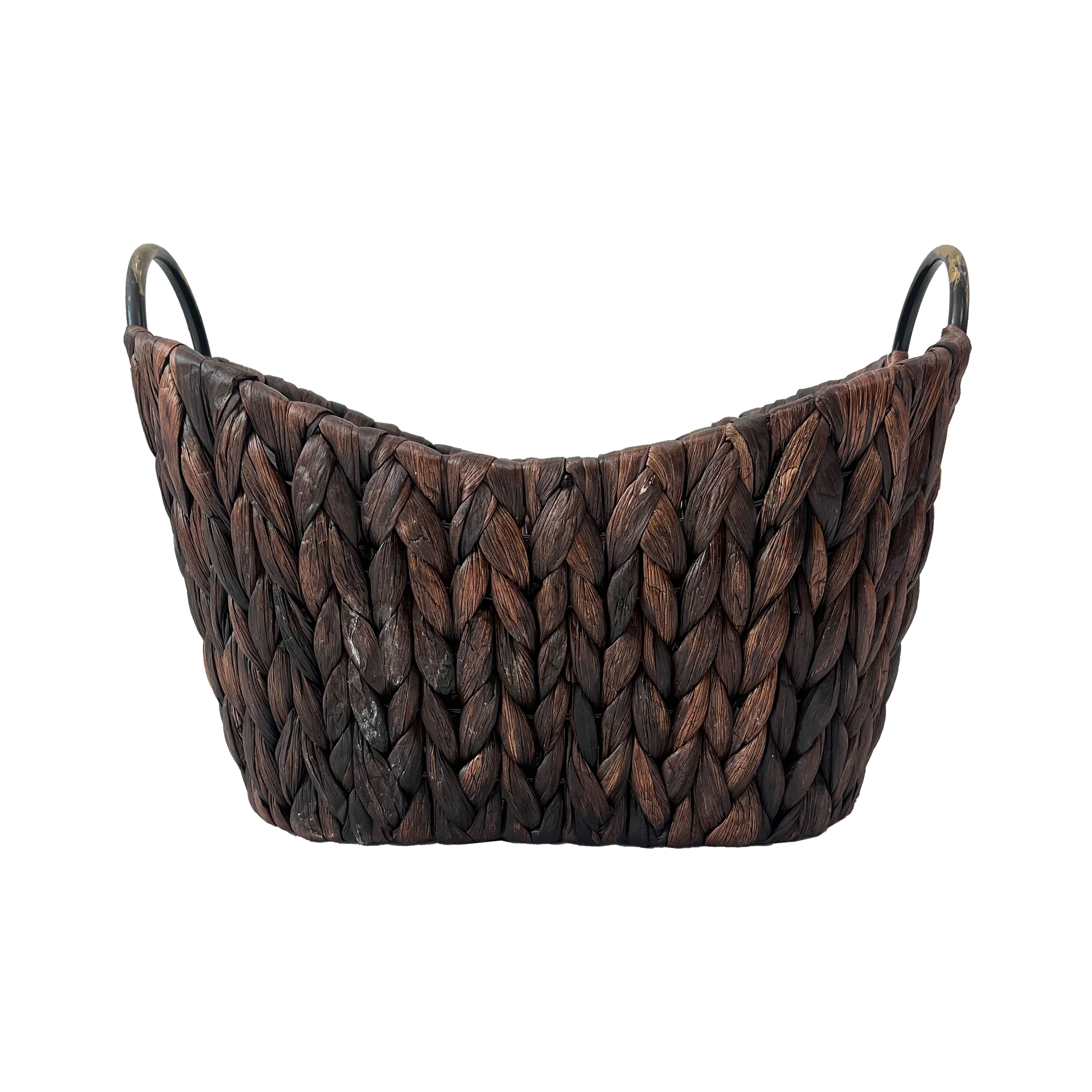 Small Espresso Woven Basket with Metal Handles by Ashland&#xAE;