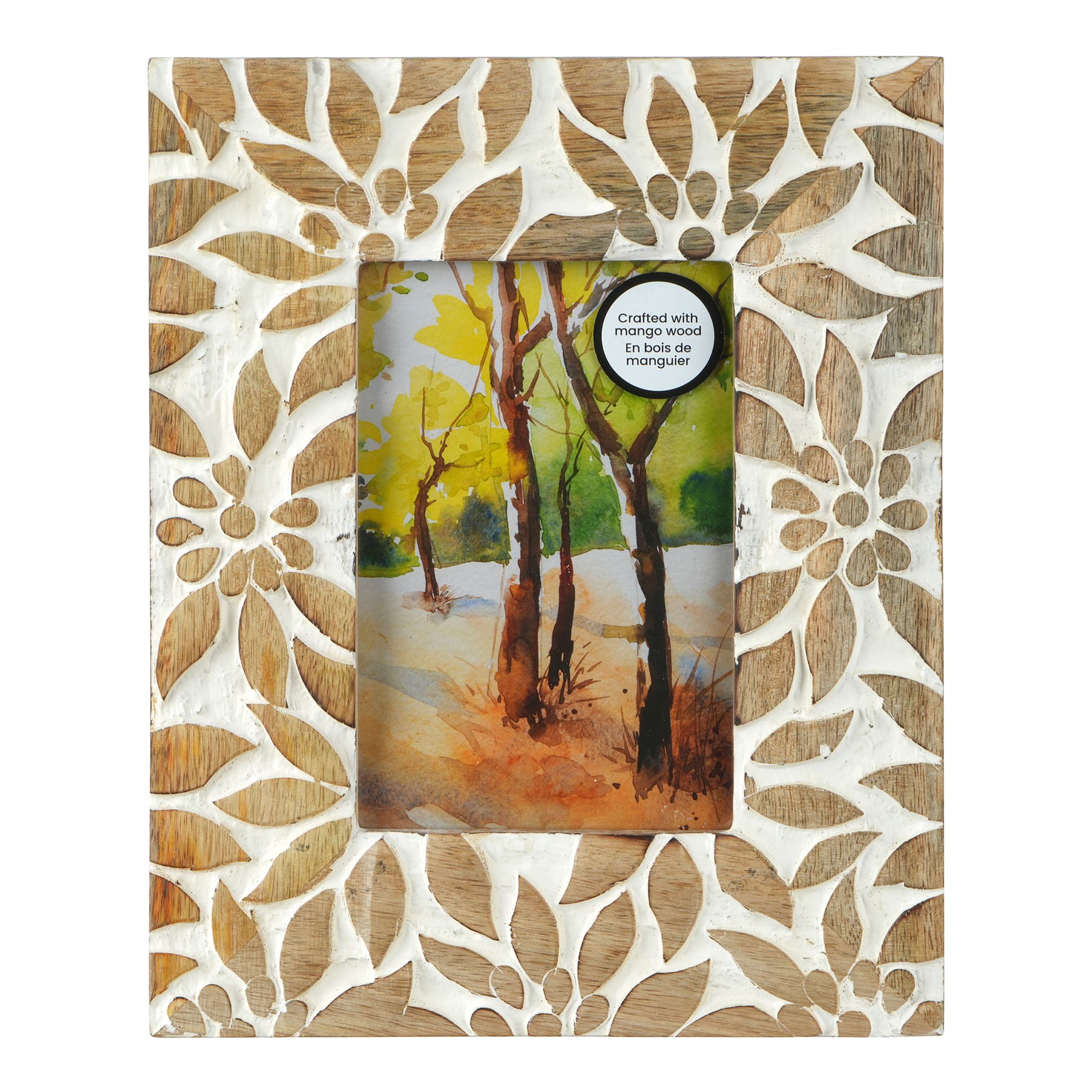 4&#x22; x 6&#x22; Brown &#x26; White Floral Wood Tabletop Frame, Atelier by Studio D&#xE9;cor&#xAE;