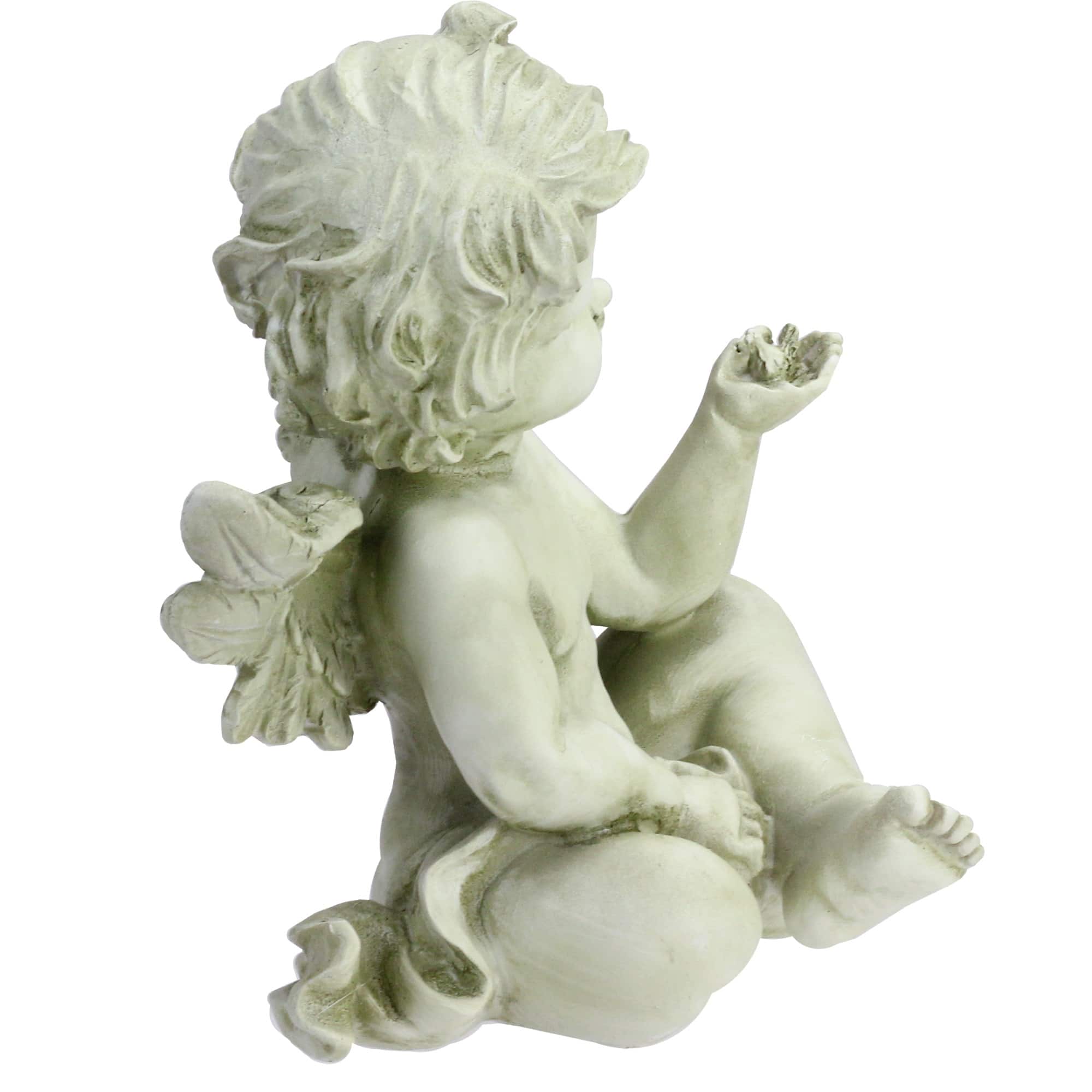 7.8&#x22; Cherub Angel with Baby Bird Outdoor Garden Statue
