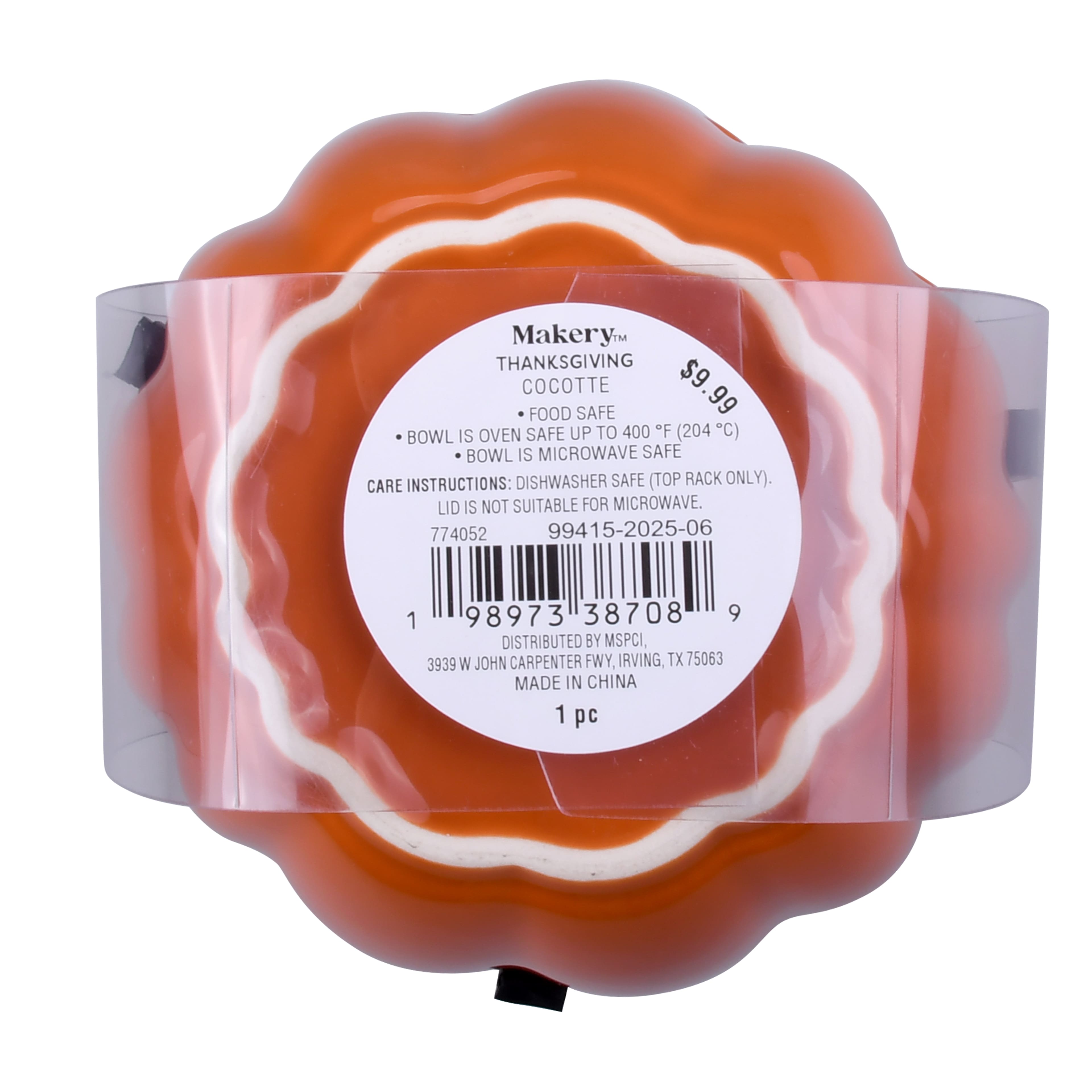 4.75&#x22; Orange Ceramic Pumpkin Cocotte by Makery&#x2122;