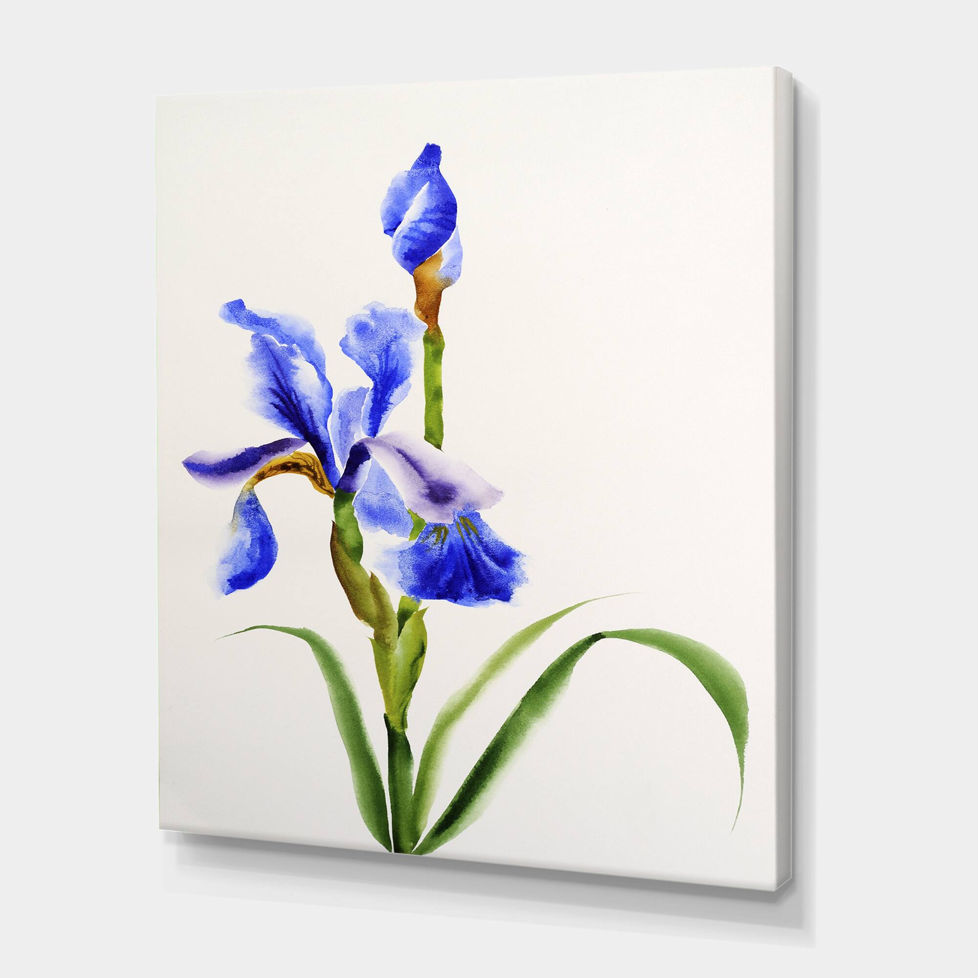 Designart - Retro Blue Iris Flower - Traditional Canvas Wall Art Print