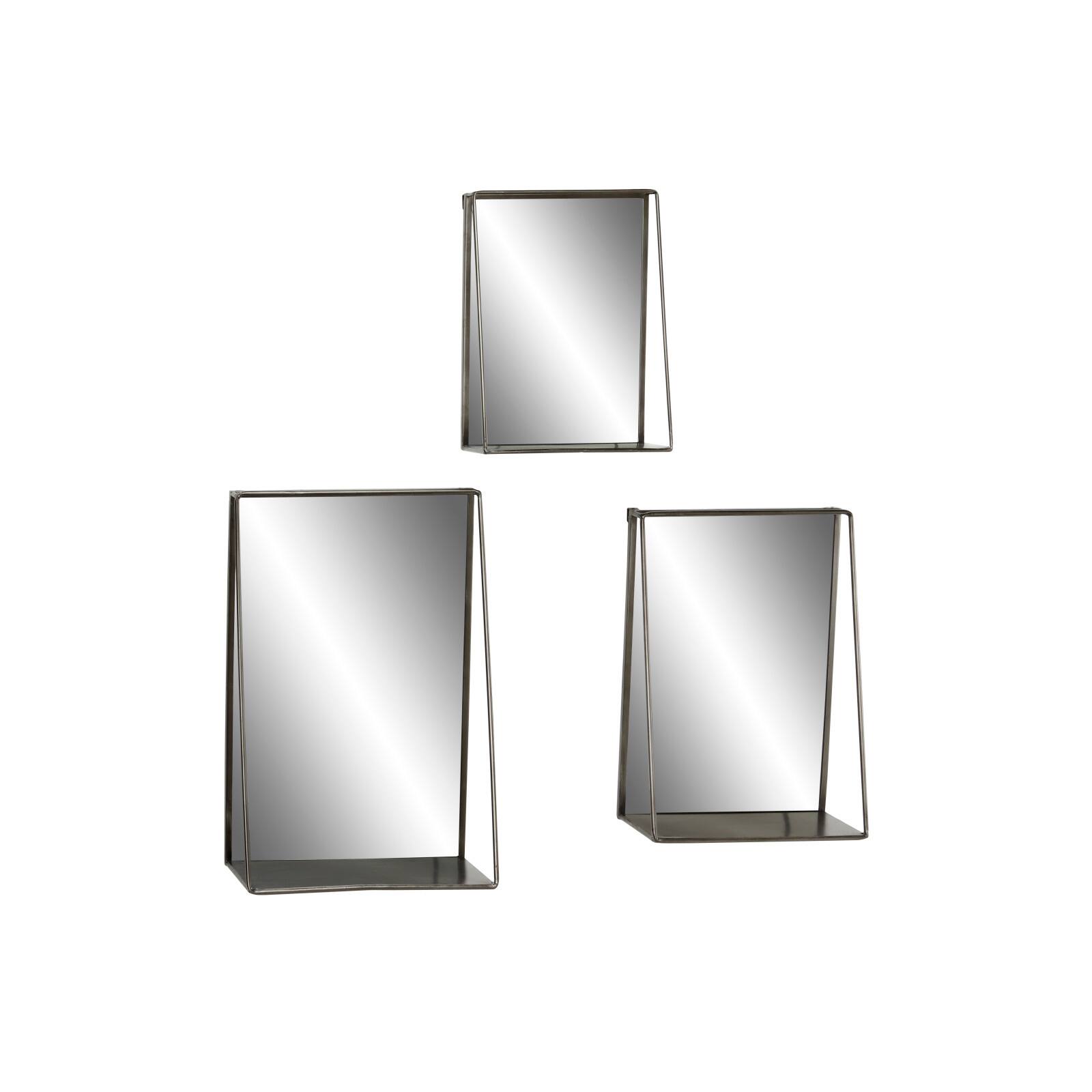 Gold Metal Industrial Wall Mirror, 3ct.
