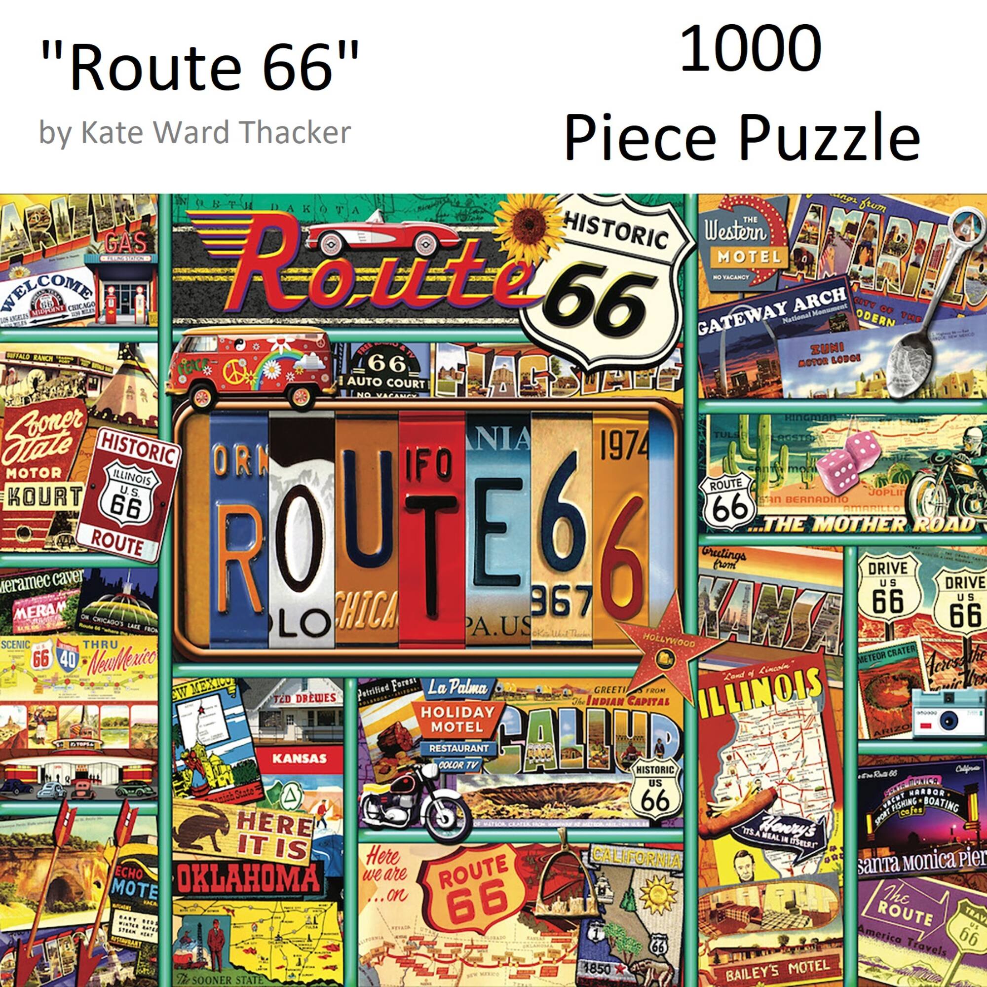Hart Puzzles Route 66 by Kate Ward Thacker 1,000 Piece Jigsaw Puzzle