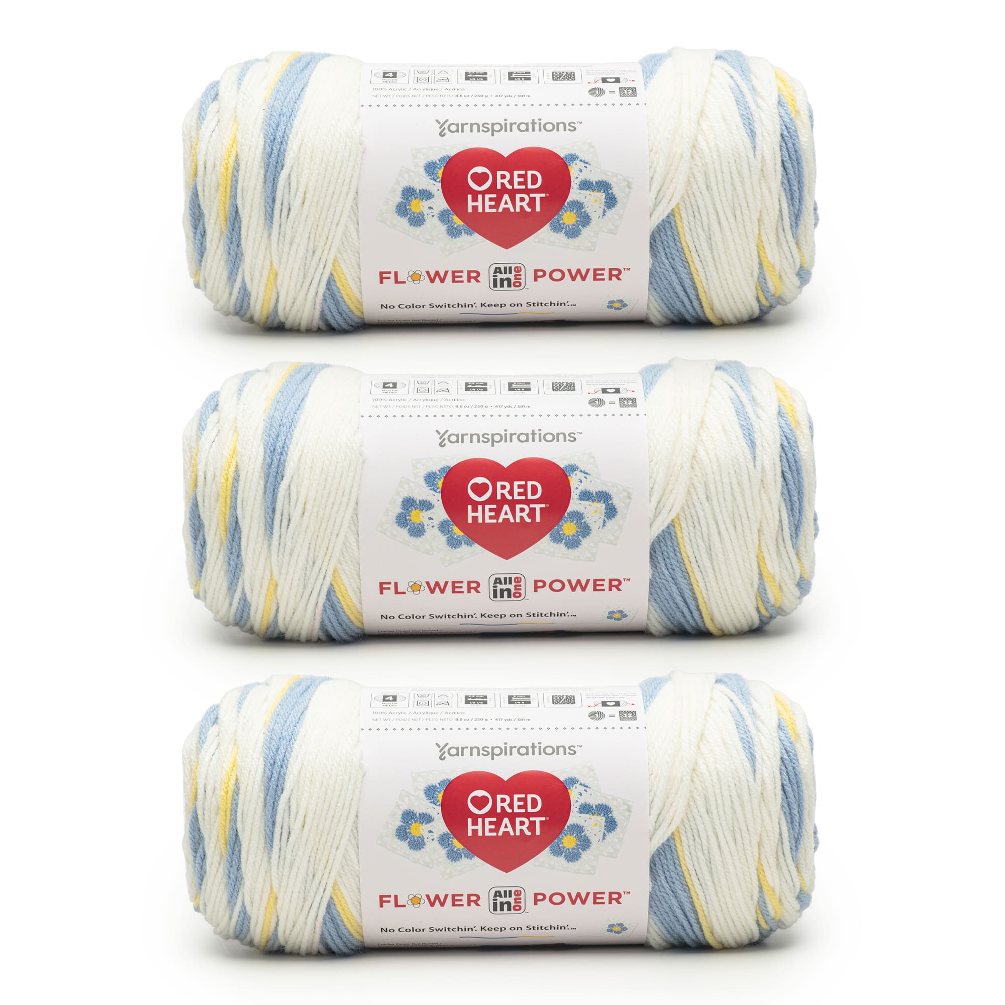 3 Pack Red Heart&#xAE; All In One Flower Power&#x2122; Yarn
