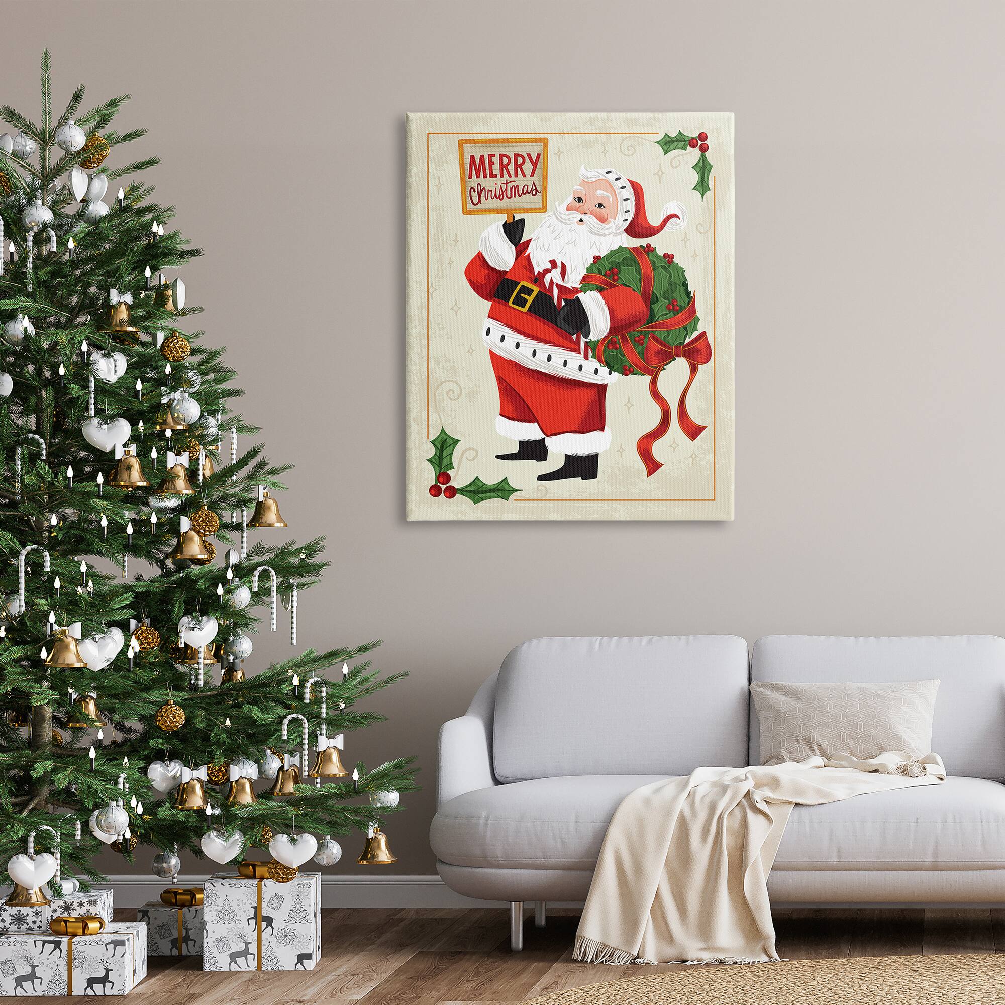 Stupell Industries Merry Christmas Vintage Santa Canvas Wall Art
