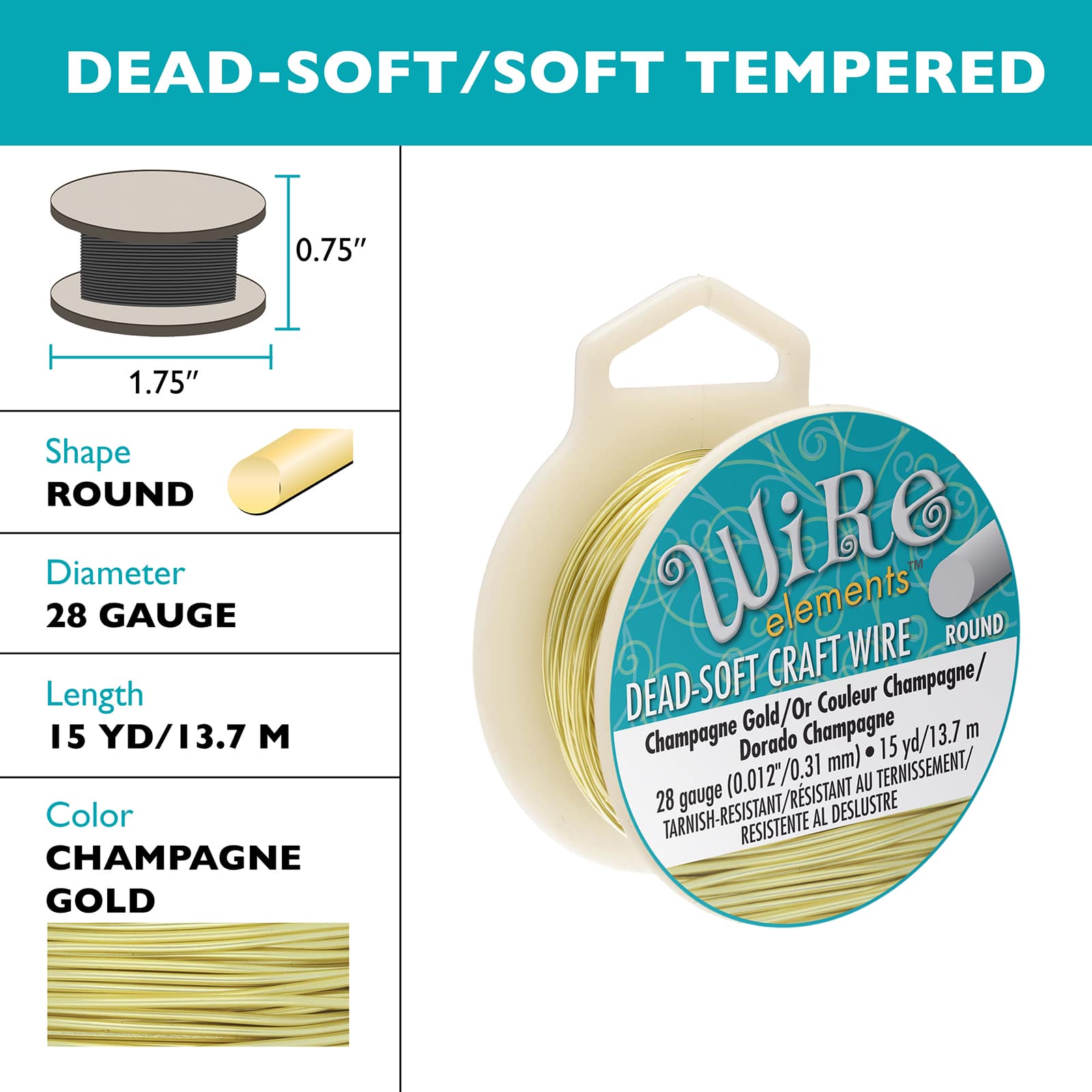 The Beadsmith® Wire Elements™ 28 Gauge Tarnish Resistant Soft Temper Wire,  15yd.