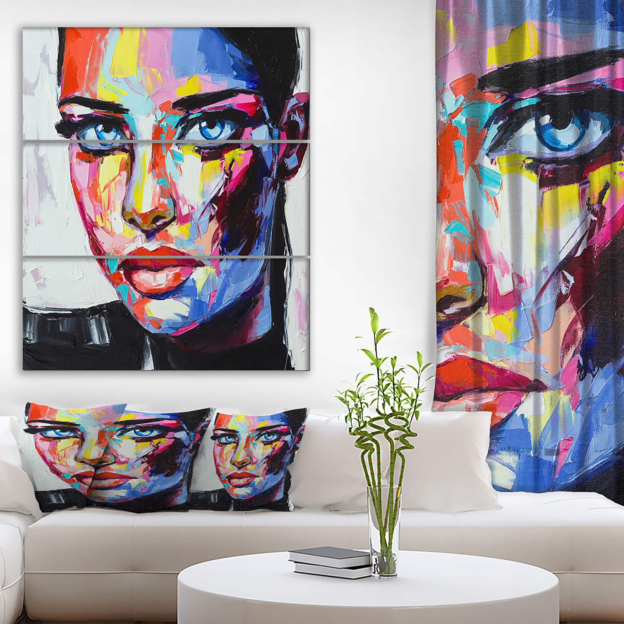 Designart - Woman Portrait Throughout the day - Glamour Painting Print on Wrapped Canvas set