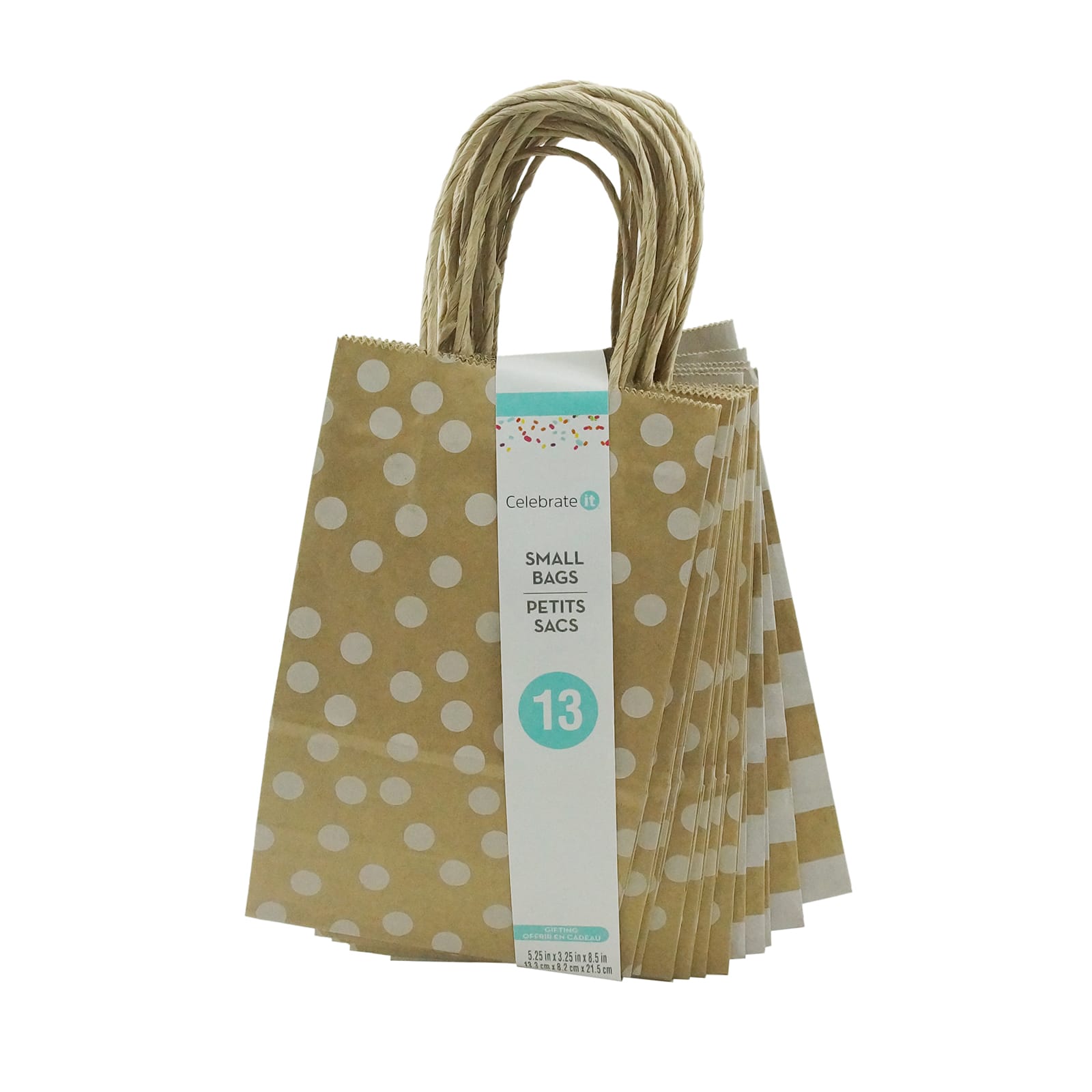  Small Kraft Dots &#x26; Stripes Paper Bag Value Pack by Celebrate It&#x2122; 