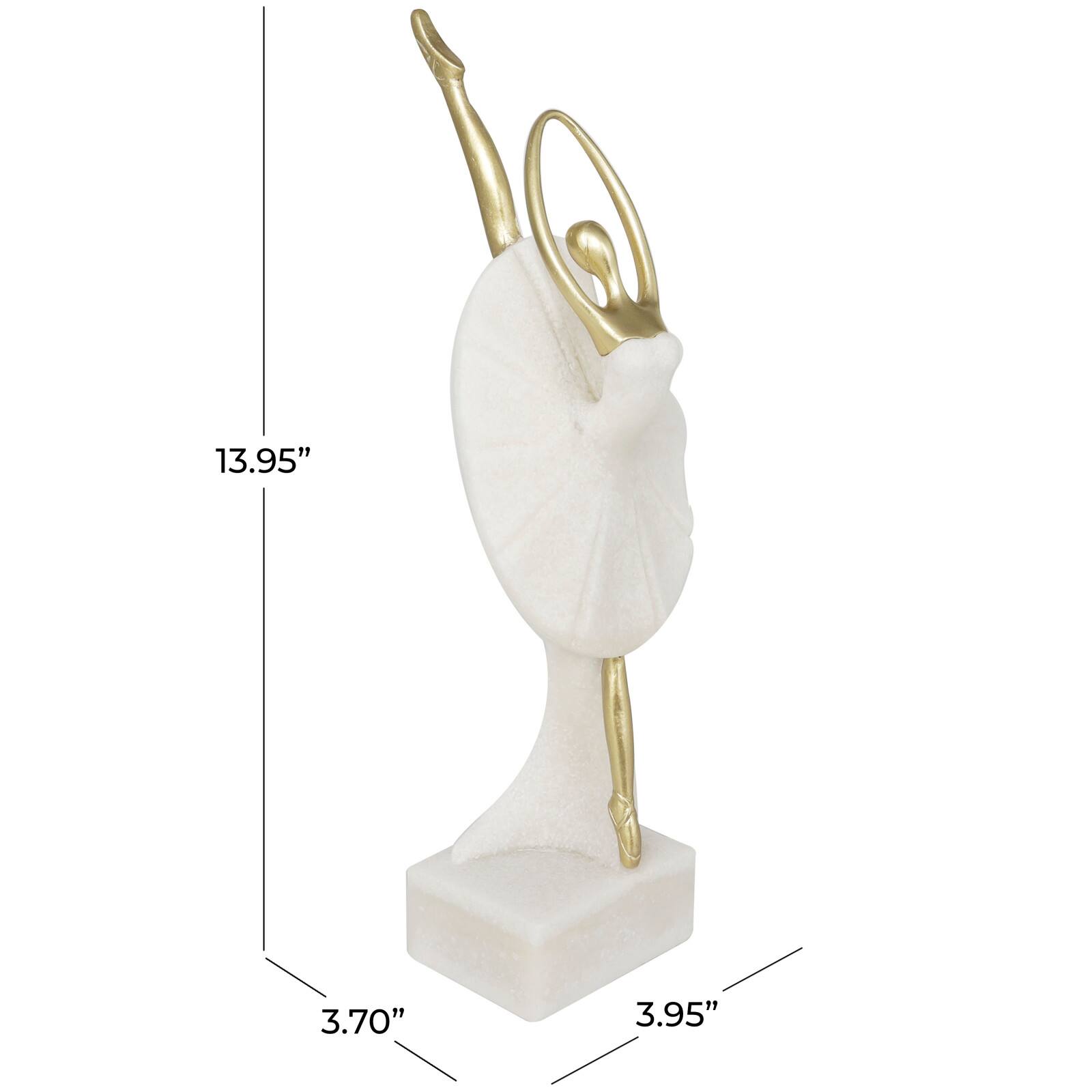 14&#x22; Cream Polystone Ballet Dancer Sculpture D&#xE9;cor