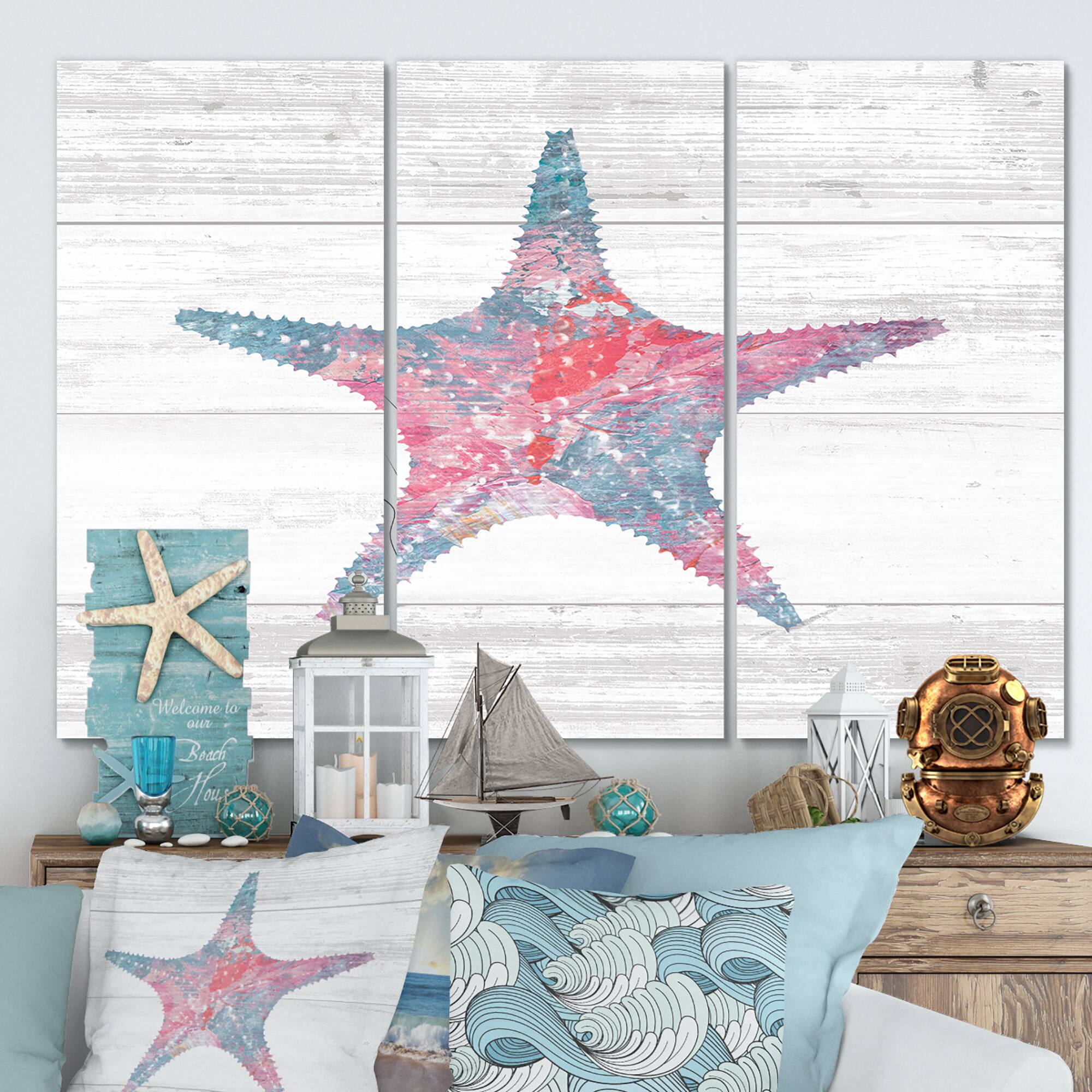Designart - Pink Starfish Ocean Life - Nautical & Coastal Canvas Art