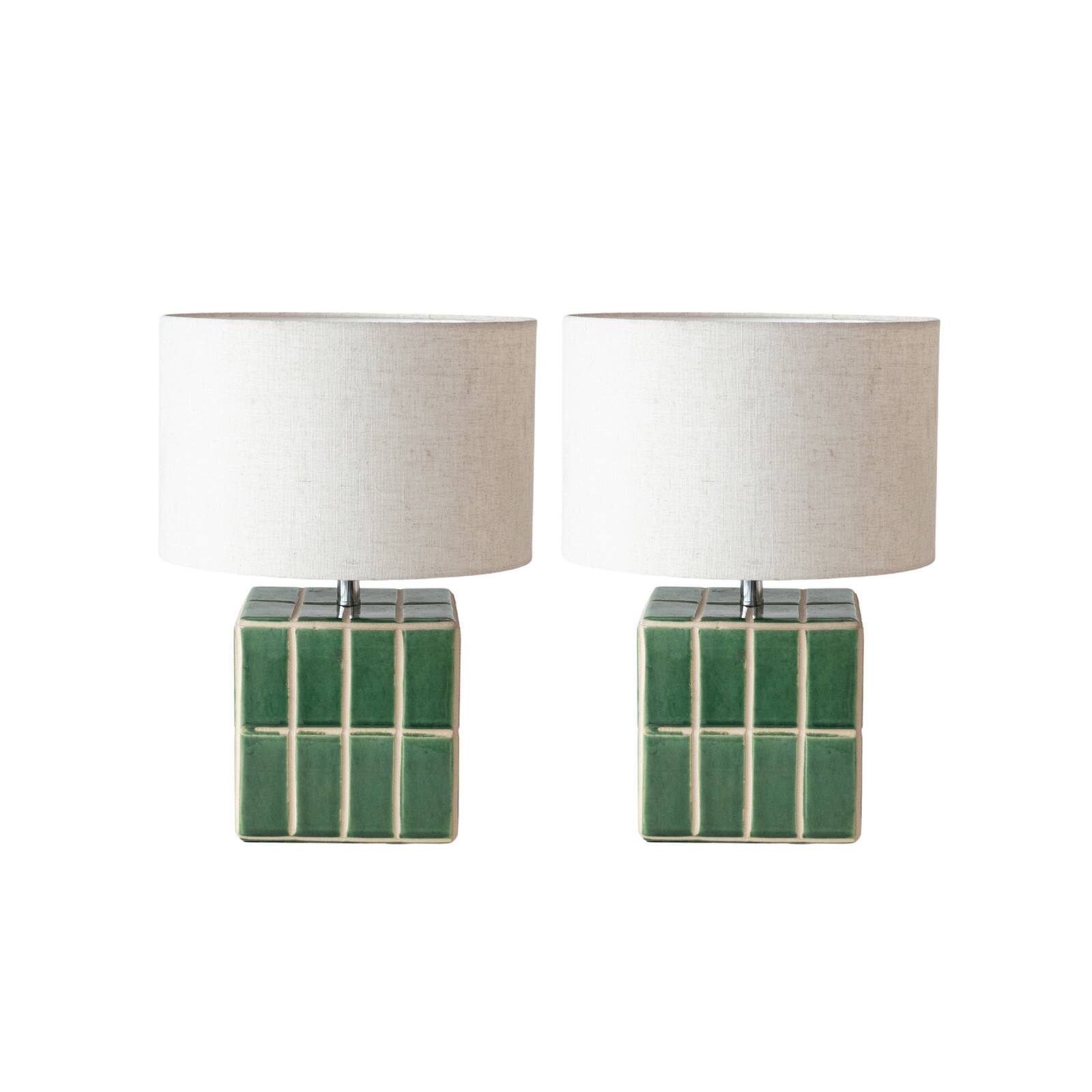 Hello Honey&#xAE; 15&#x22; Green &#x26; White Ceramic Table Lamp