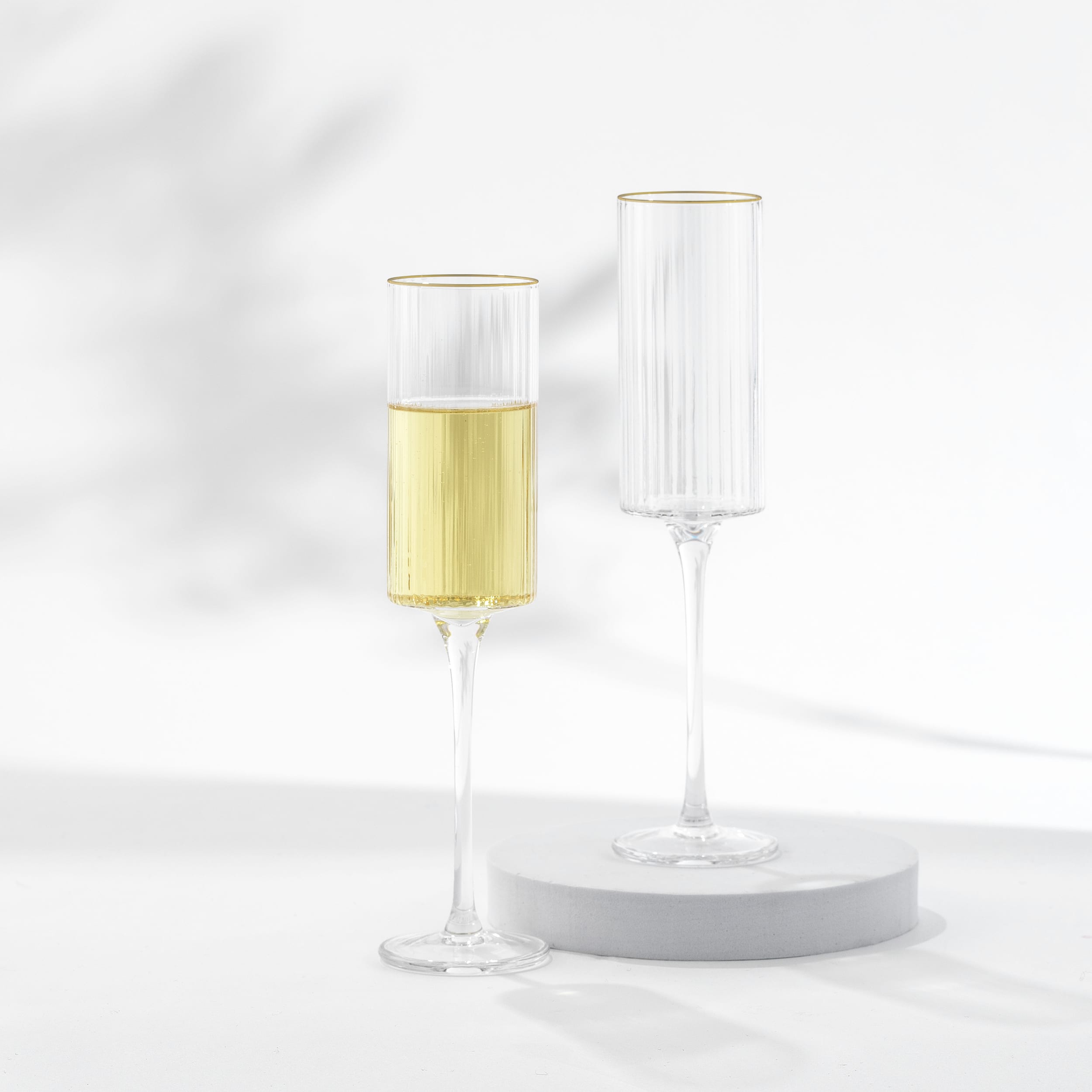 JoyJolt® Christian Siriano 6oz. Optic Gold Rim Champagne Glasses, 4ct.