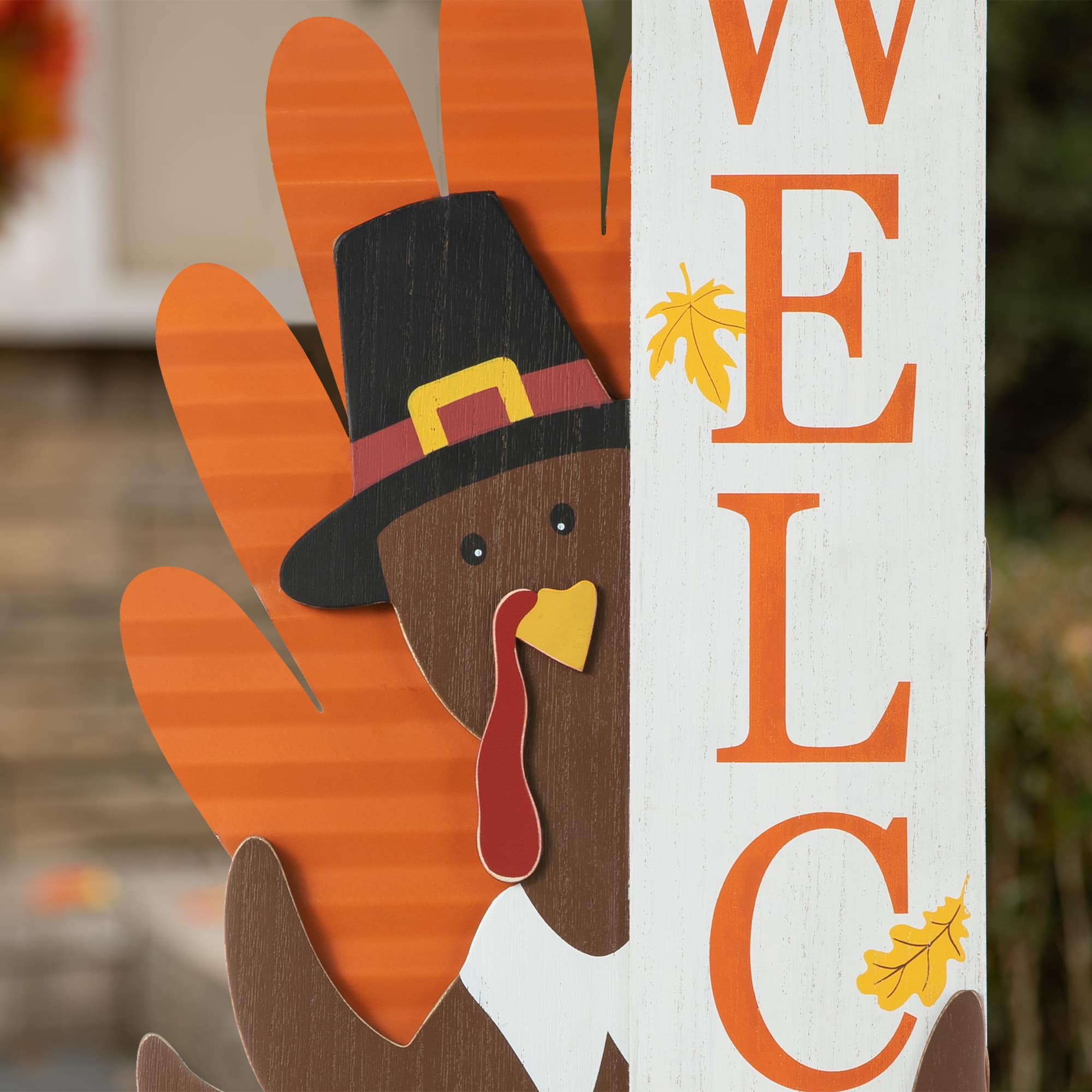Glitzhome&#xAE; 36&#x22; Thanksgiving Wooden Turkey Welcome Porch D&#xE9;cor