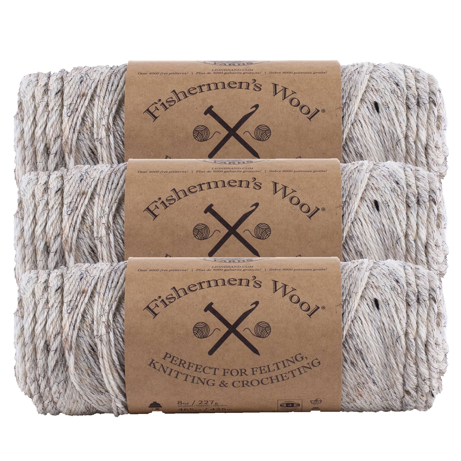 Lion Brand Yarn (3 pack) lion brand yarn 150-098 fishermen's wool, natural
