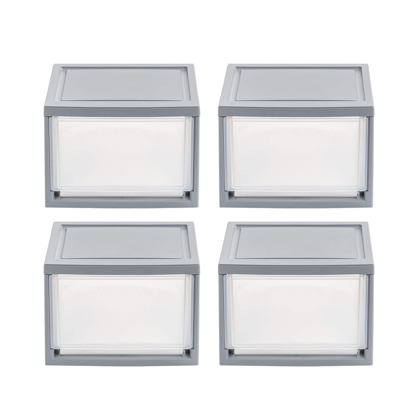 Iris® 13qt. Gray Stackable Drawer, 4 Pack