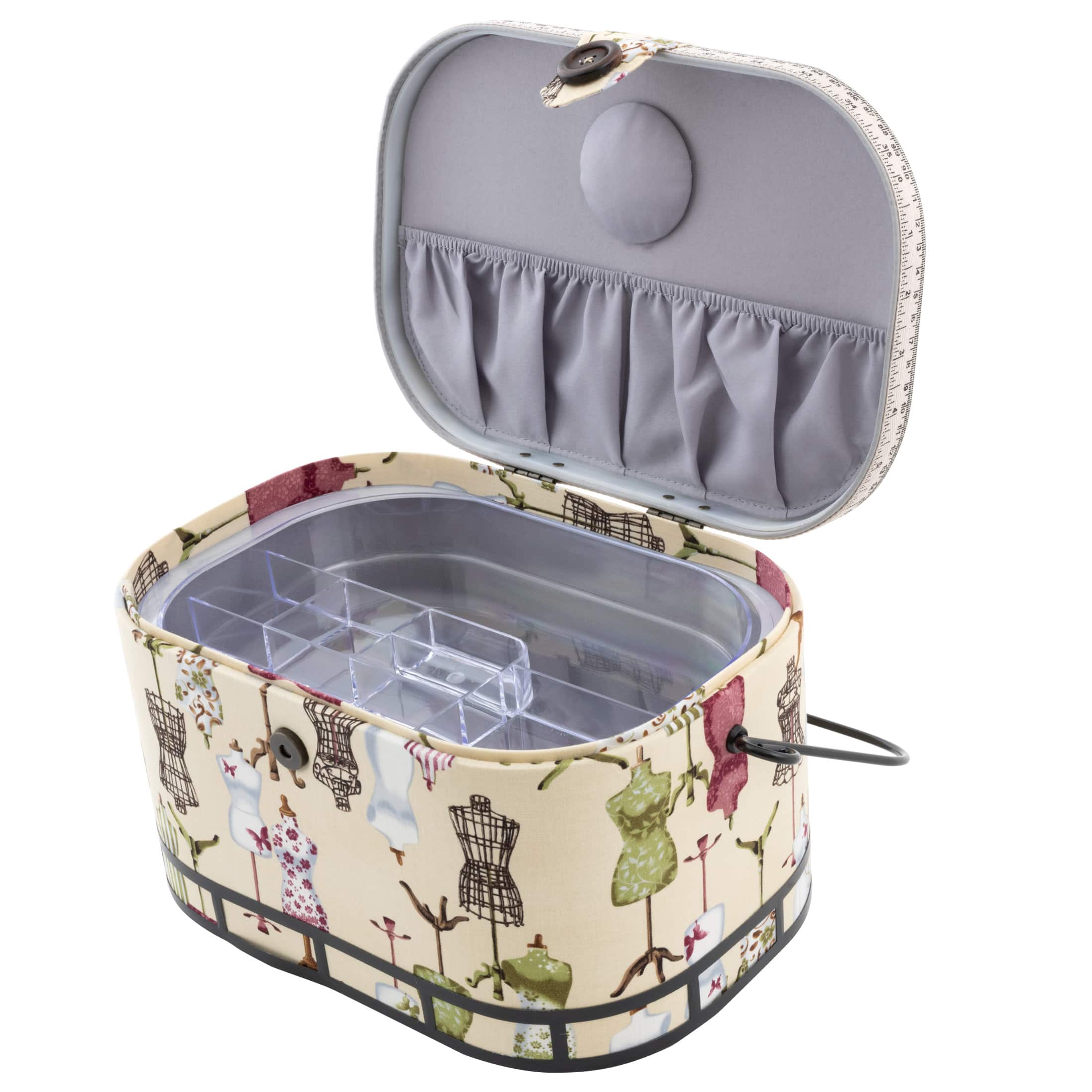 Dritz® Vintage Dress Form Large Oval Sewing Basket with Removable Tray