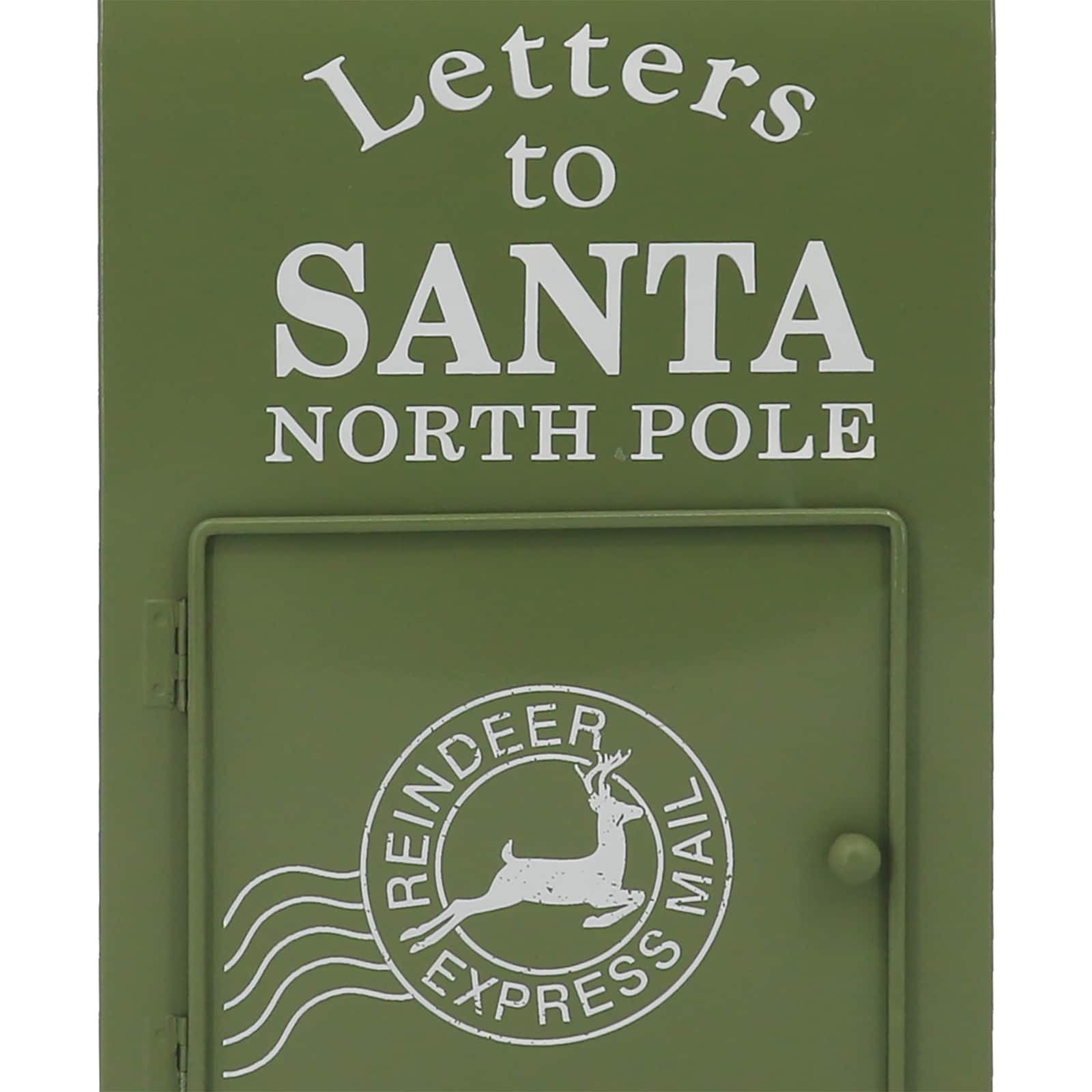 13&#x22; Green Letters to Santa Metal Mailbox Tabletop D&#xE9;cor by Ashland&#xAE;