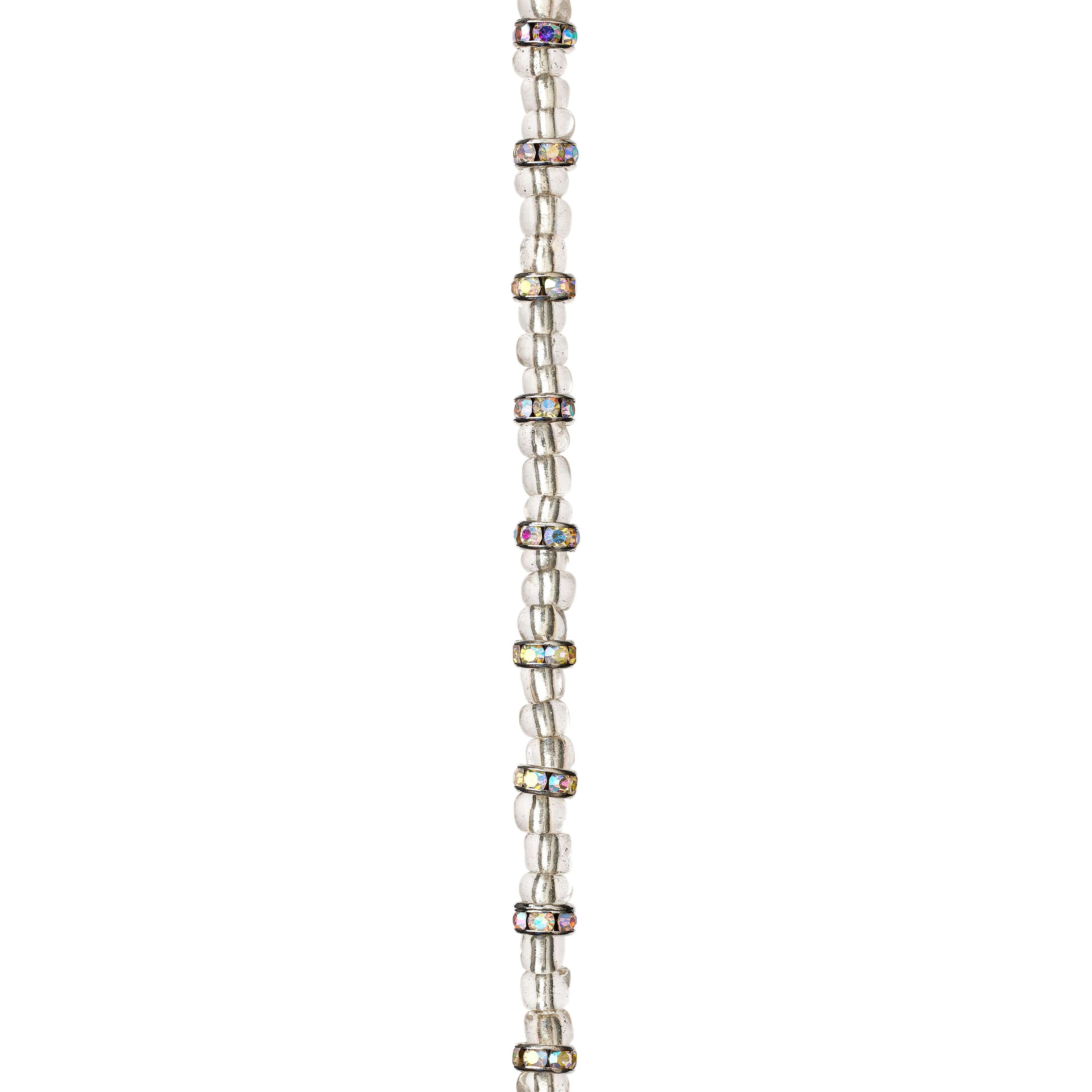 Rhodium with Aurora Borealis Rhinestone Rondelle Beads, 5mm by Bead Landing™