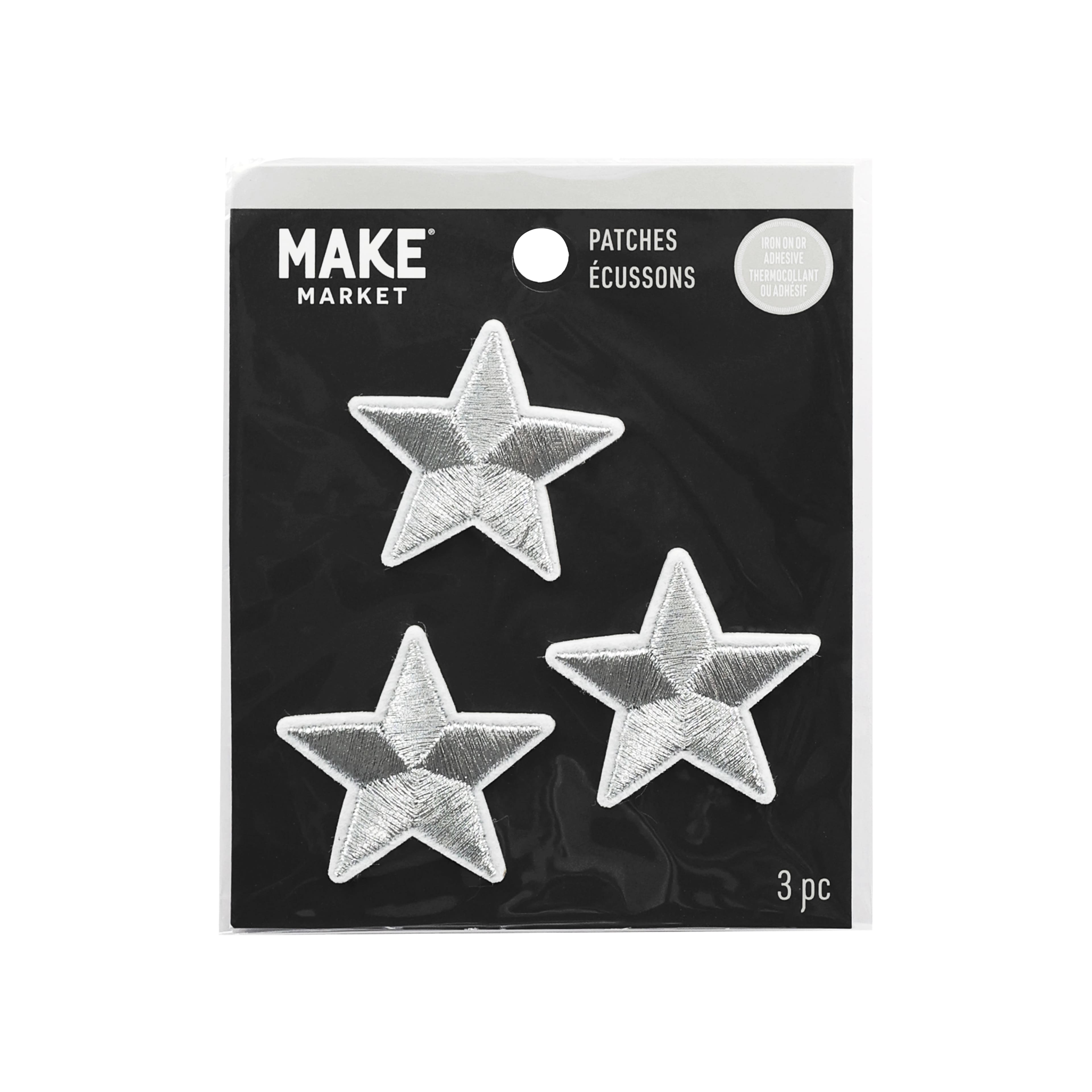 Silver Star Iron On Patches, 3ct. by Make Market&#xAE;