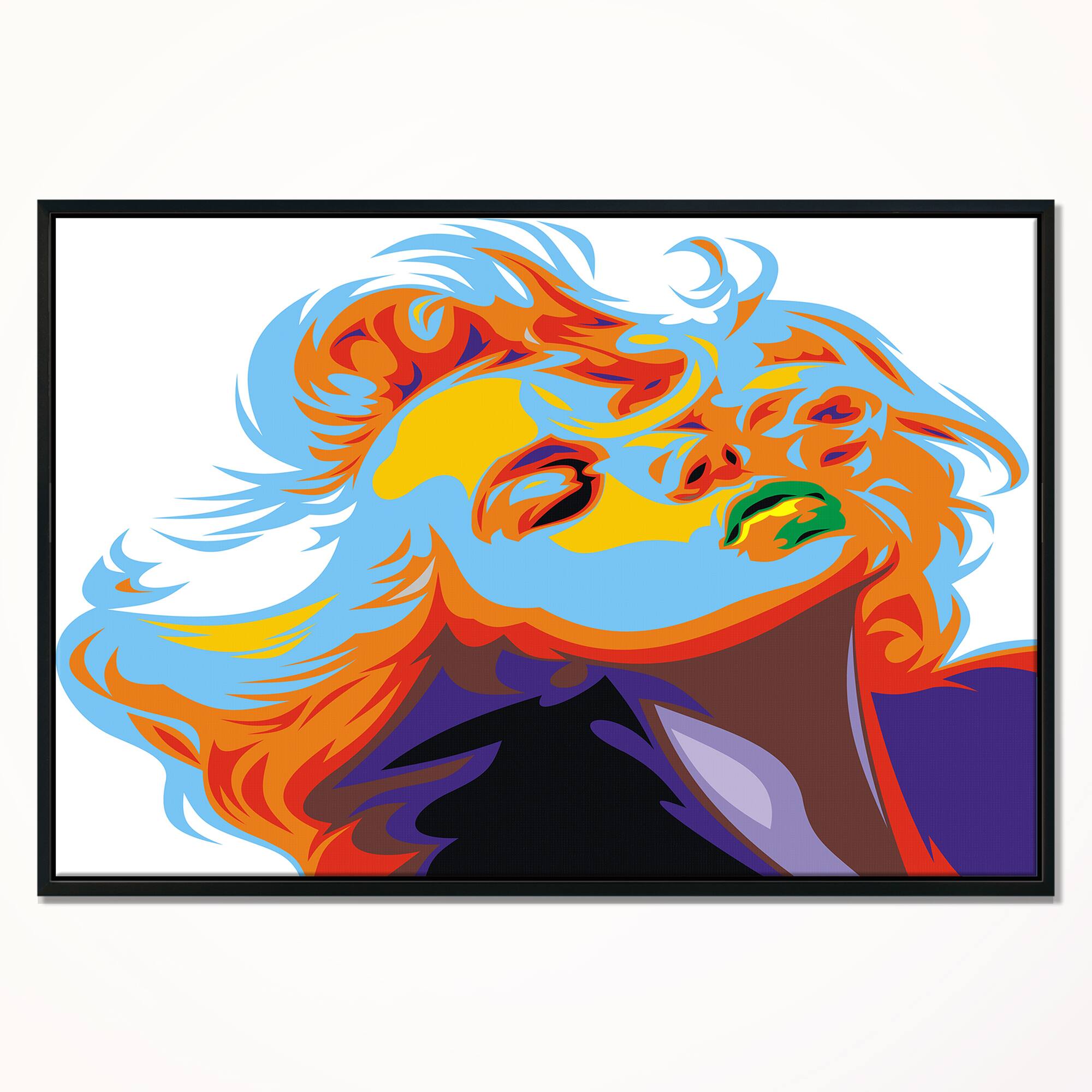 Designart - Blonde Girl Art - Vector Art Canvas Print in Black Frame