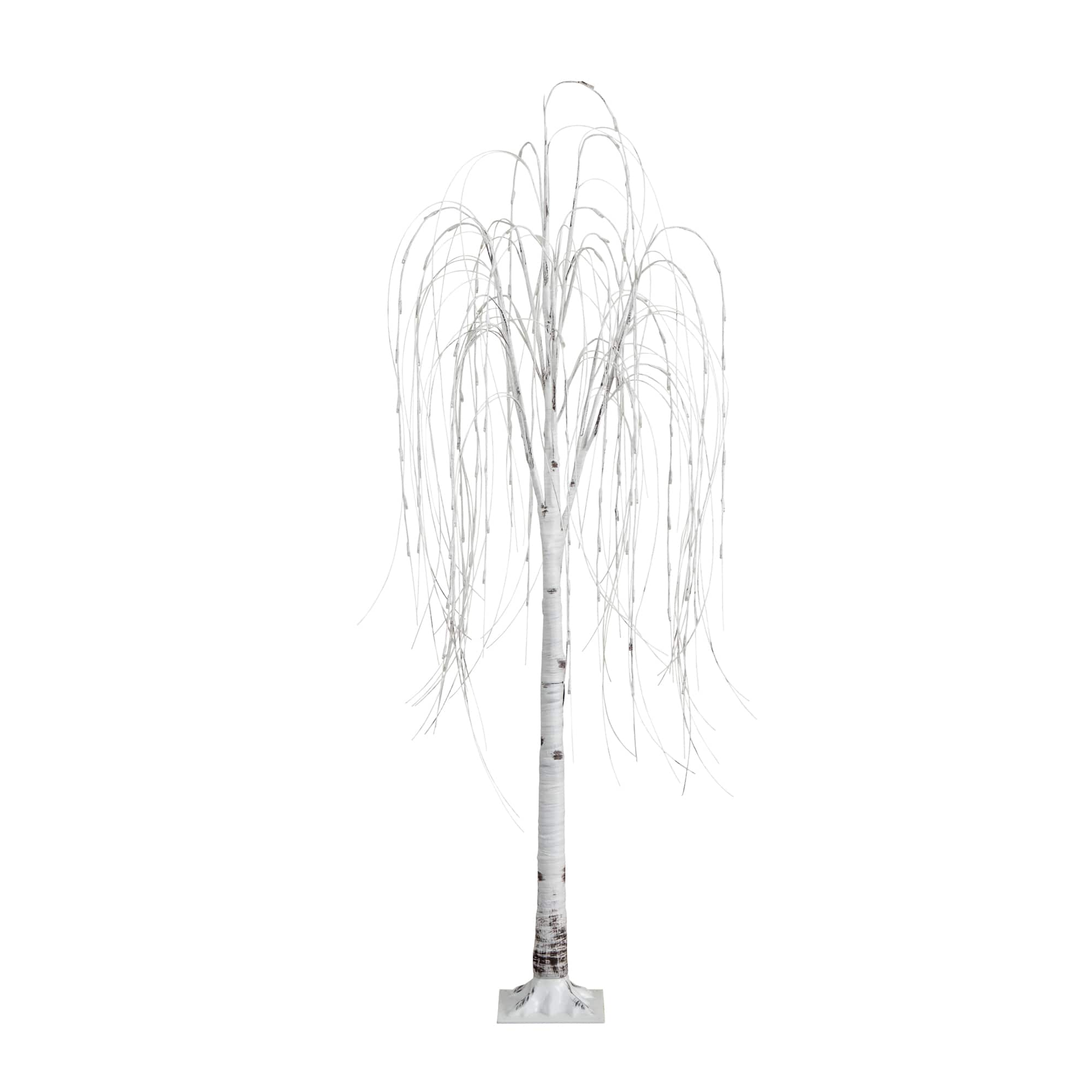 6ft. Pre-Lit White Weeping Willow Artificial Christmas Tree, Warm White LED Lights