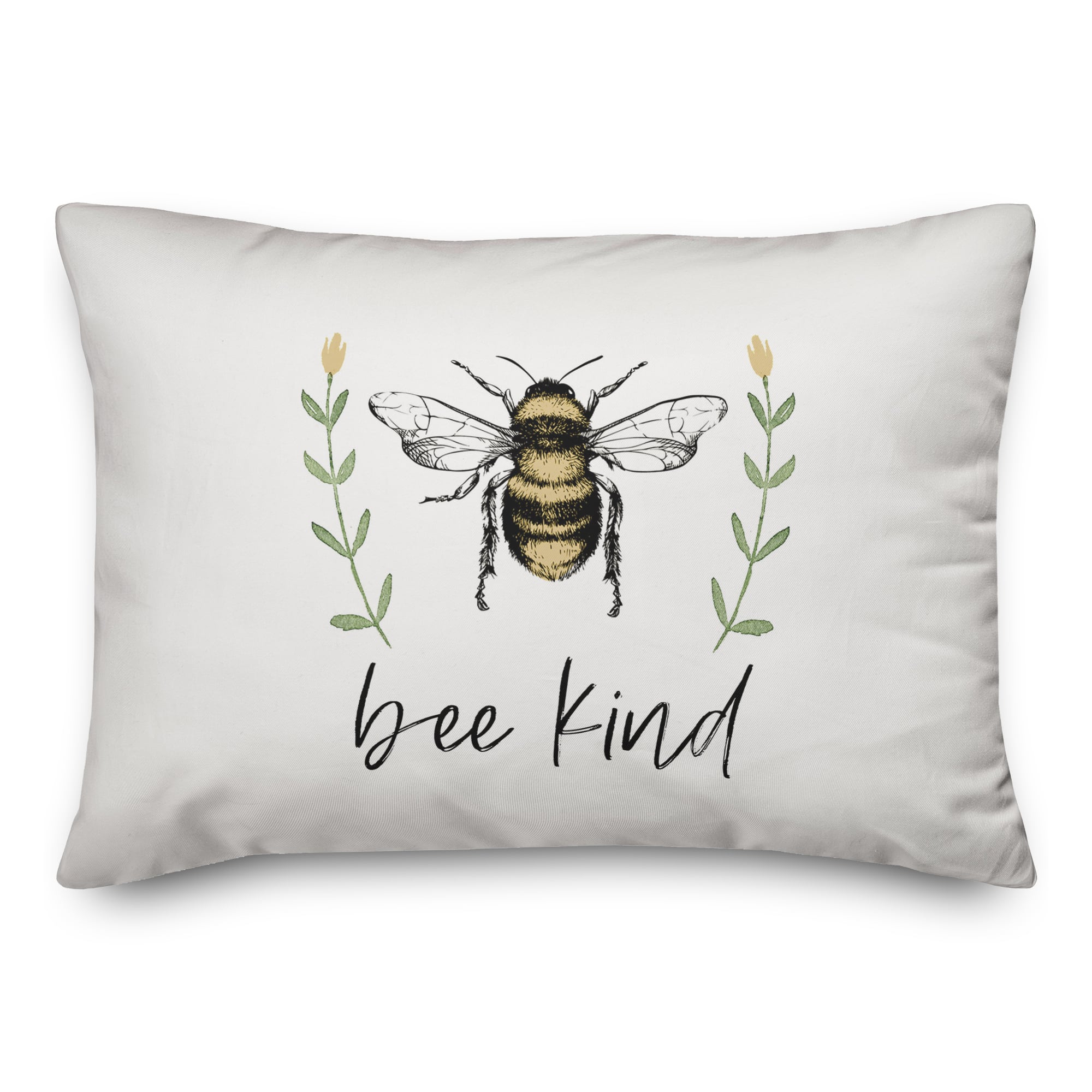Bee Kind Flowers 14&#x22; x 20&#x22; Throw Pillow