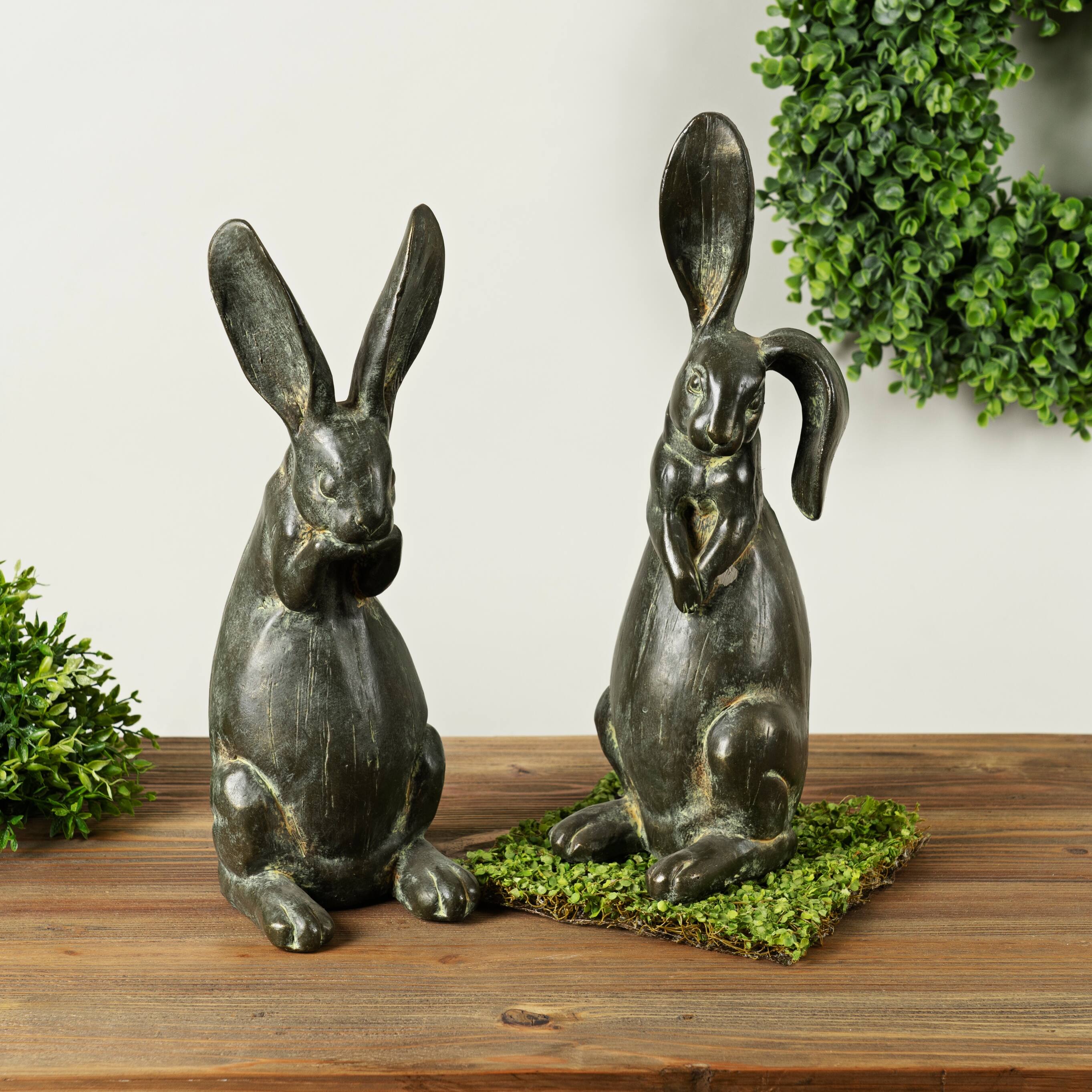 Floppy Ear Rabbit Statues Set