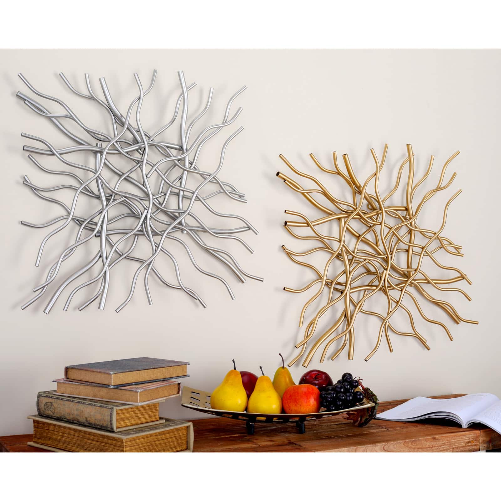 20&#x22; Gold &#x26; Silver Metal Contemporary Abstract Wall D&#xE9;cor Set, 2ct.