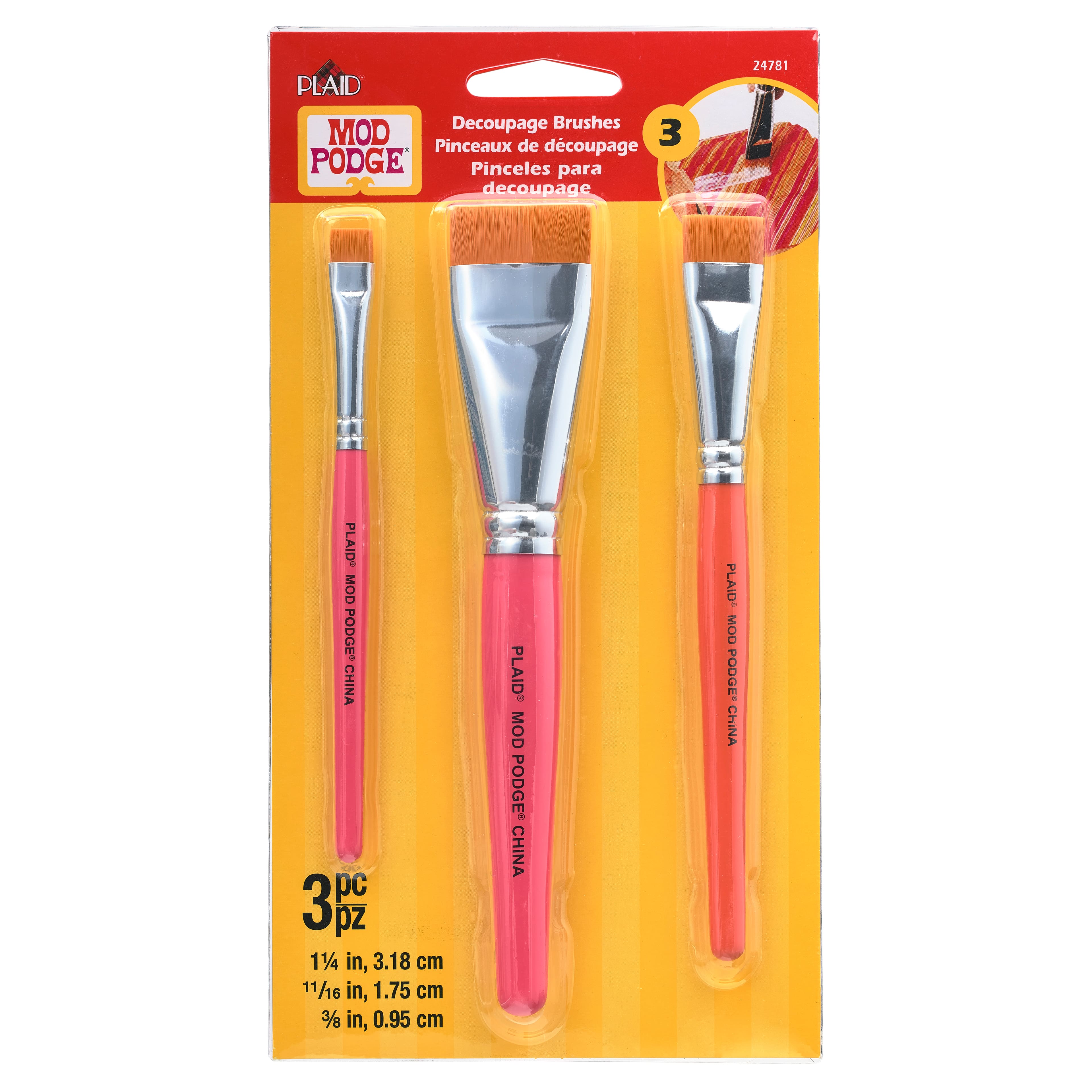 6 Packs: 3 ct. (18 total) Mod Podge® Decoupage Brush Set