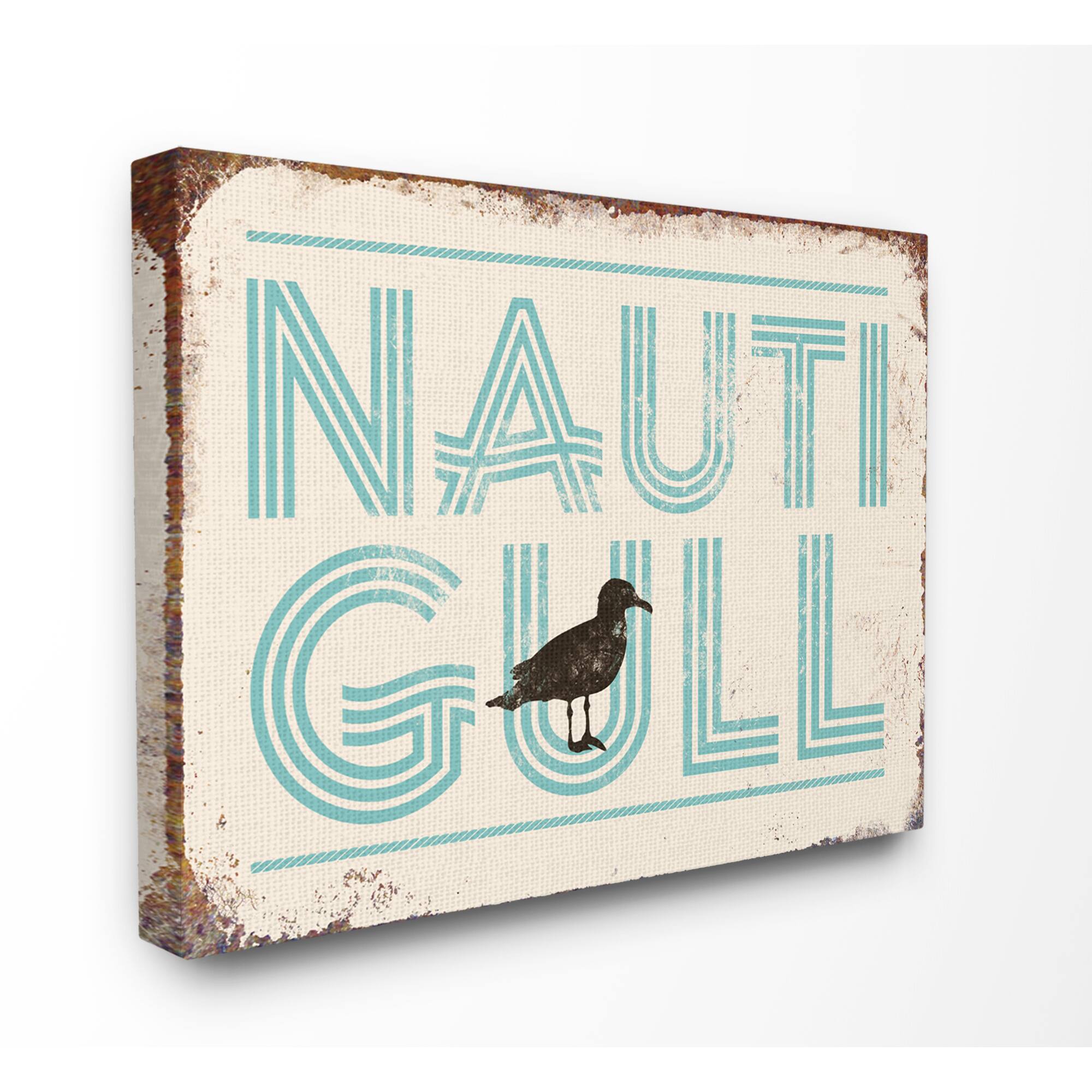 Stupell Industries Nauti Gull Funny Ocean Beach Typography Canvas Wall Art