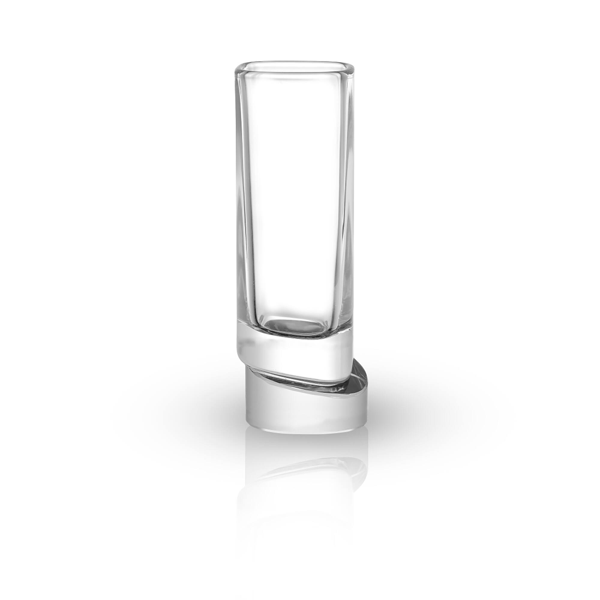JoyJolt&#xAE; 1.5oz. Aqua Vitae Square Off Base Shot Glasses, 4ct.
