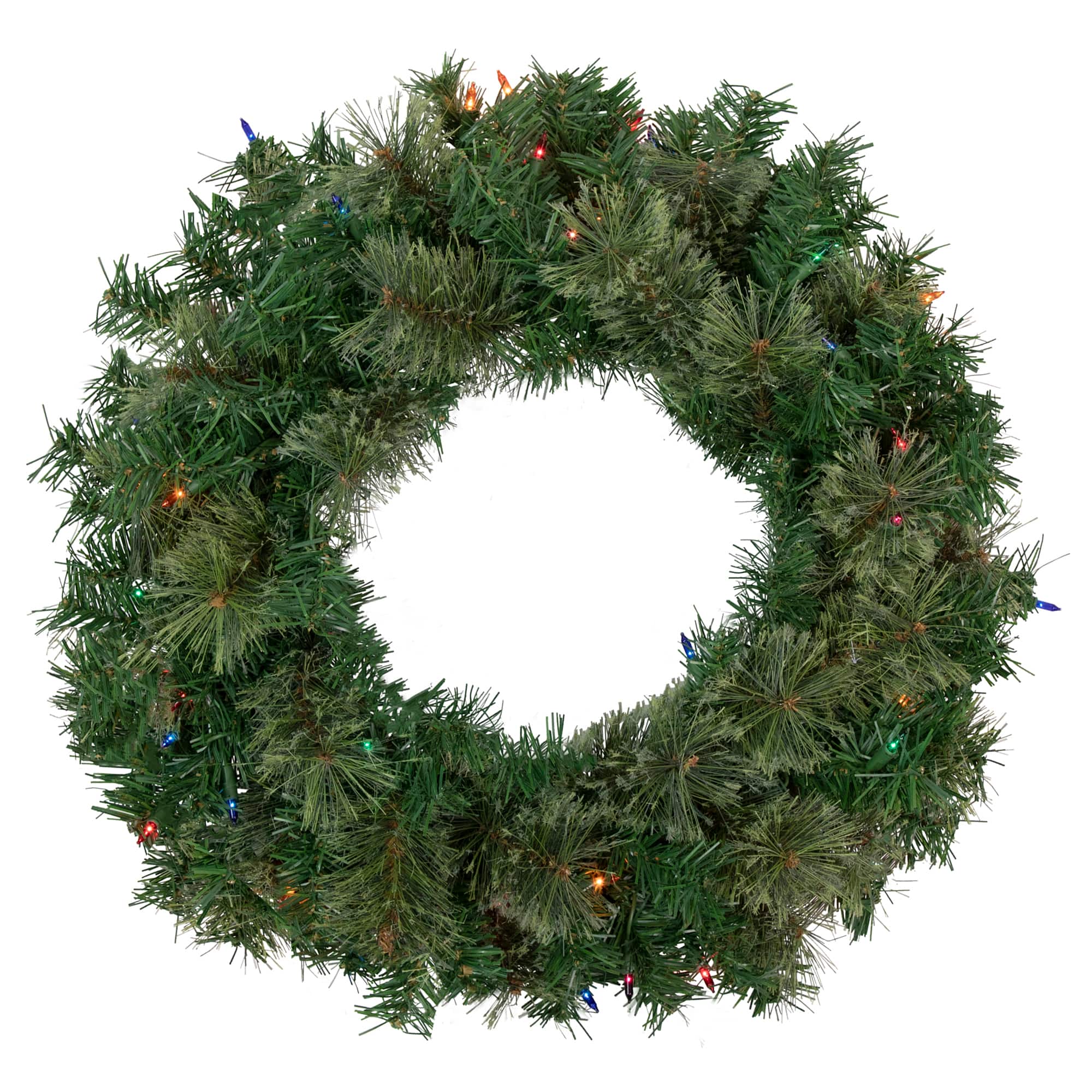24&#x22; Pre-Lit Christmas Artificial Oregon Cashmere Pine Wreath