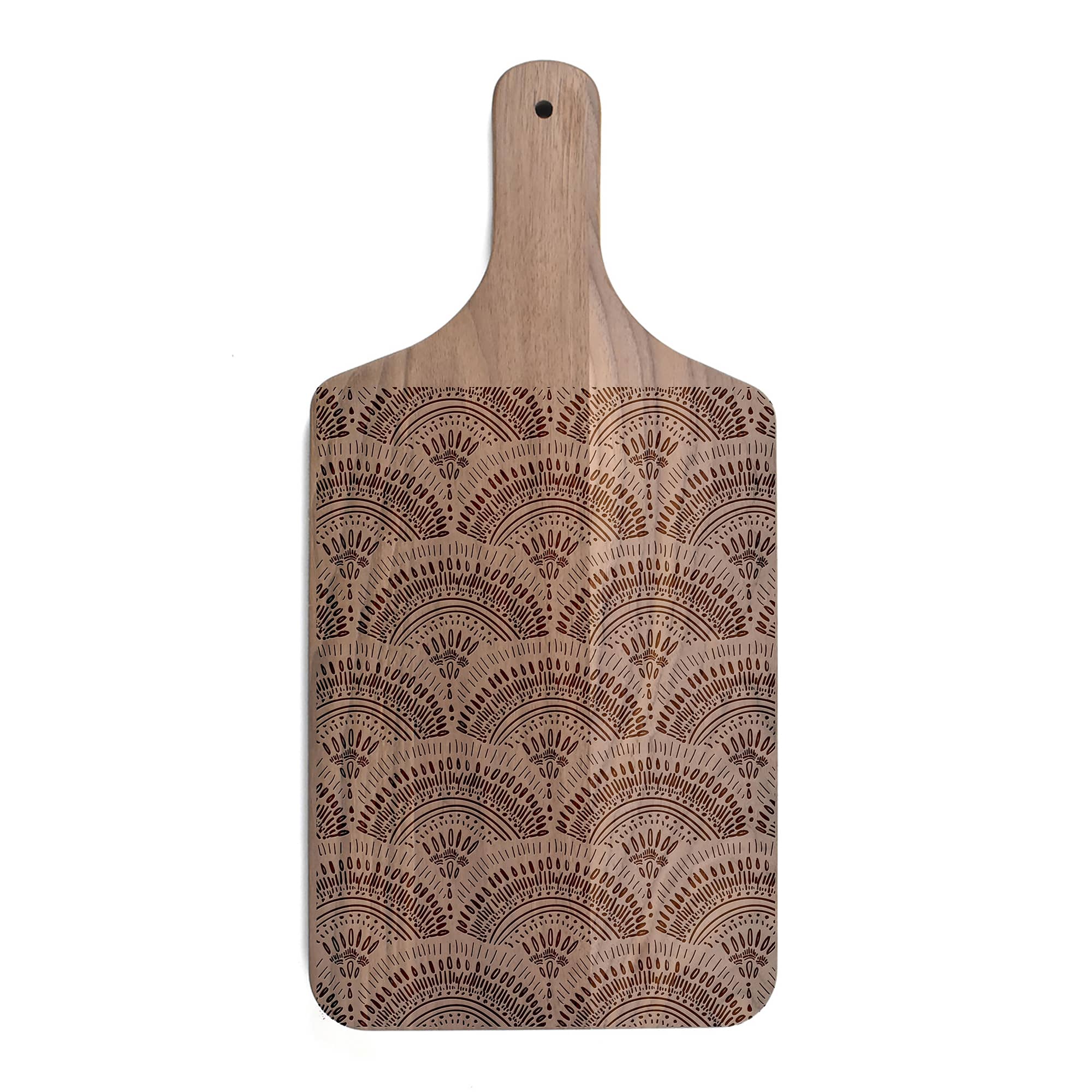 8" x 17" Bohemian Sketch Walnut Paddle Cutting Board