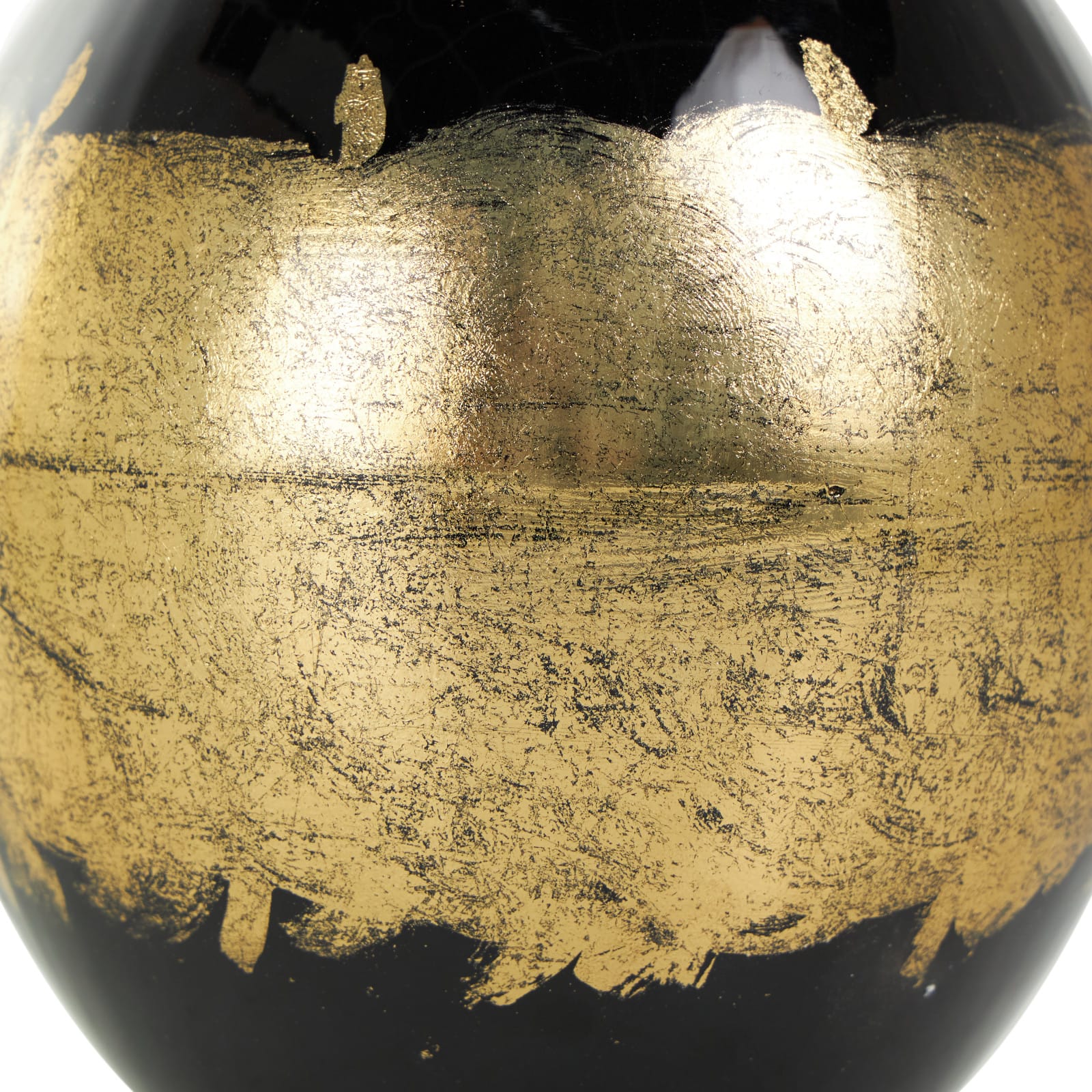 13" Black Metal Abstract Vase with Gold Detailing