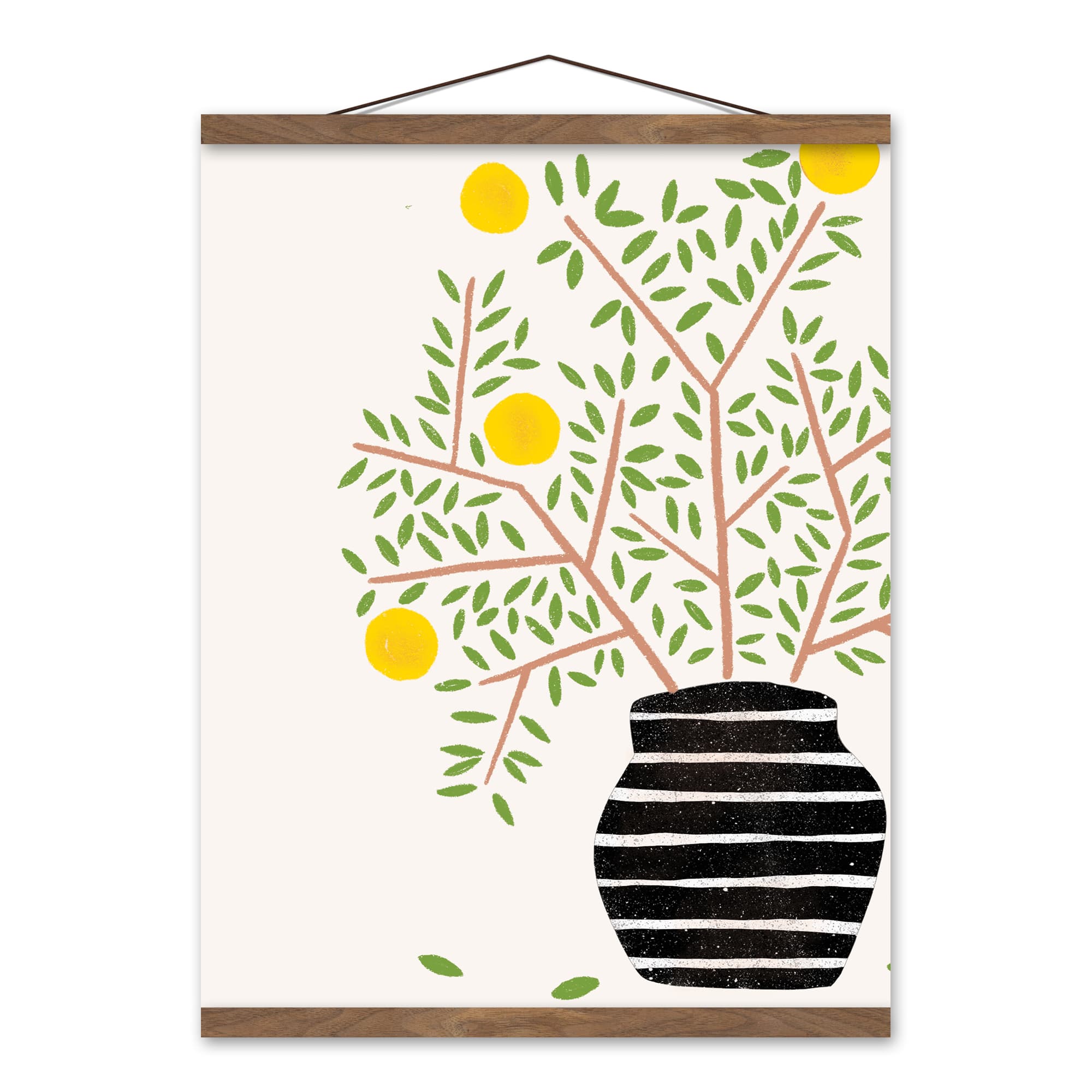 Designs Direct Minimalistic Lemon Tree Teak Hanging Canvas