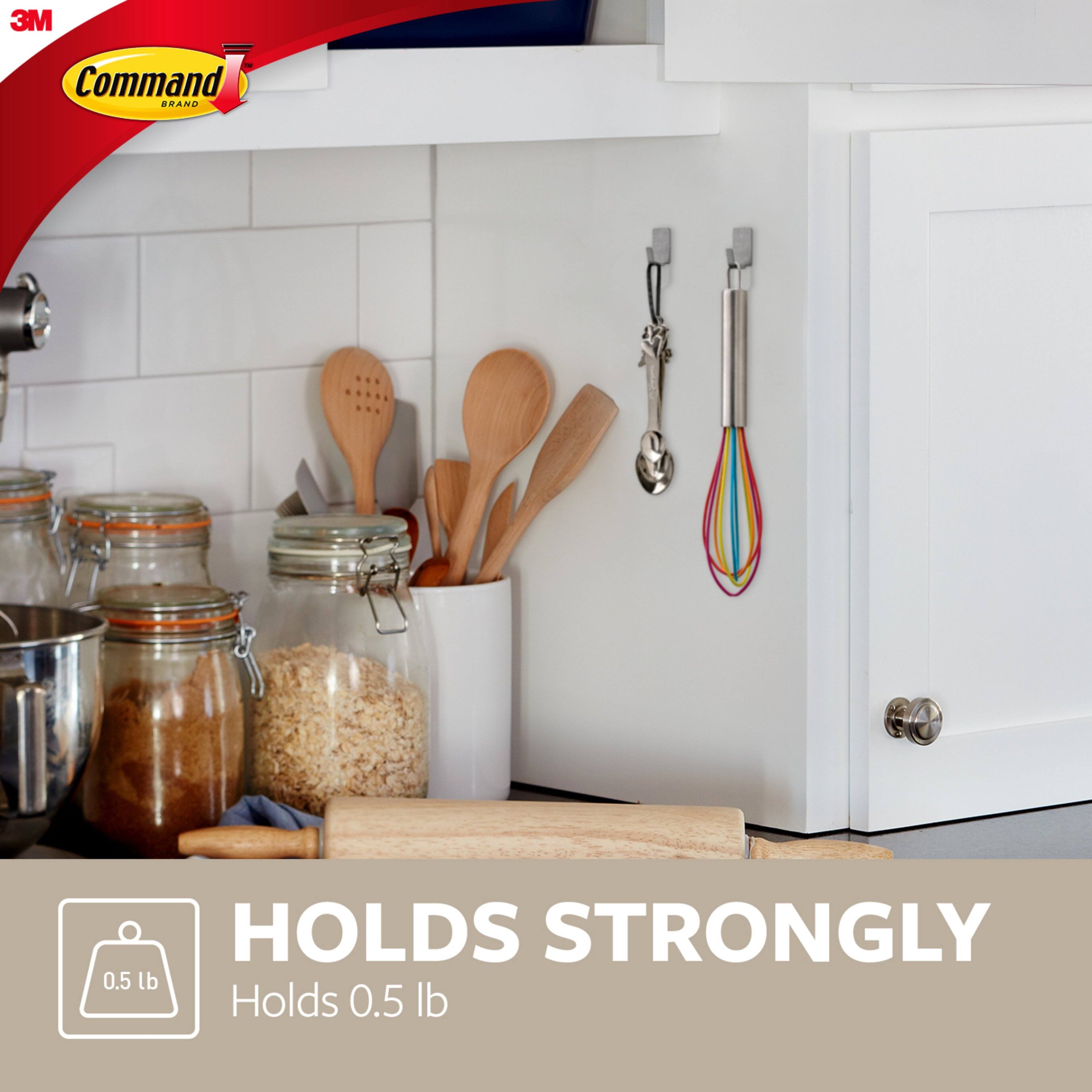 Command™ Small Decorative Metal Hooks, Stainless Steel