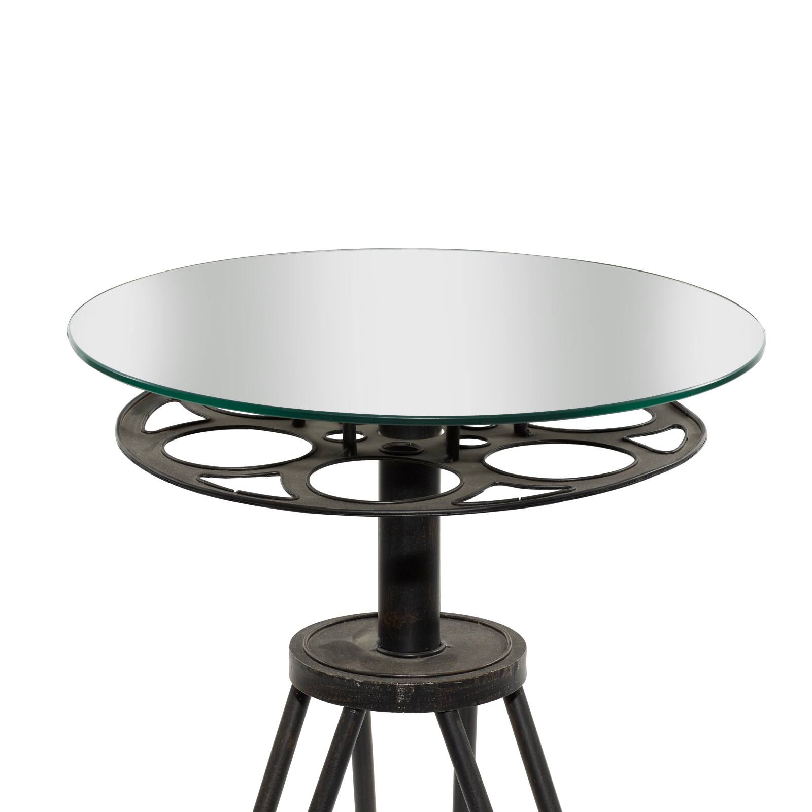 Black Glass & Metal Eclectic Accent Table
