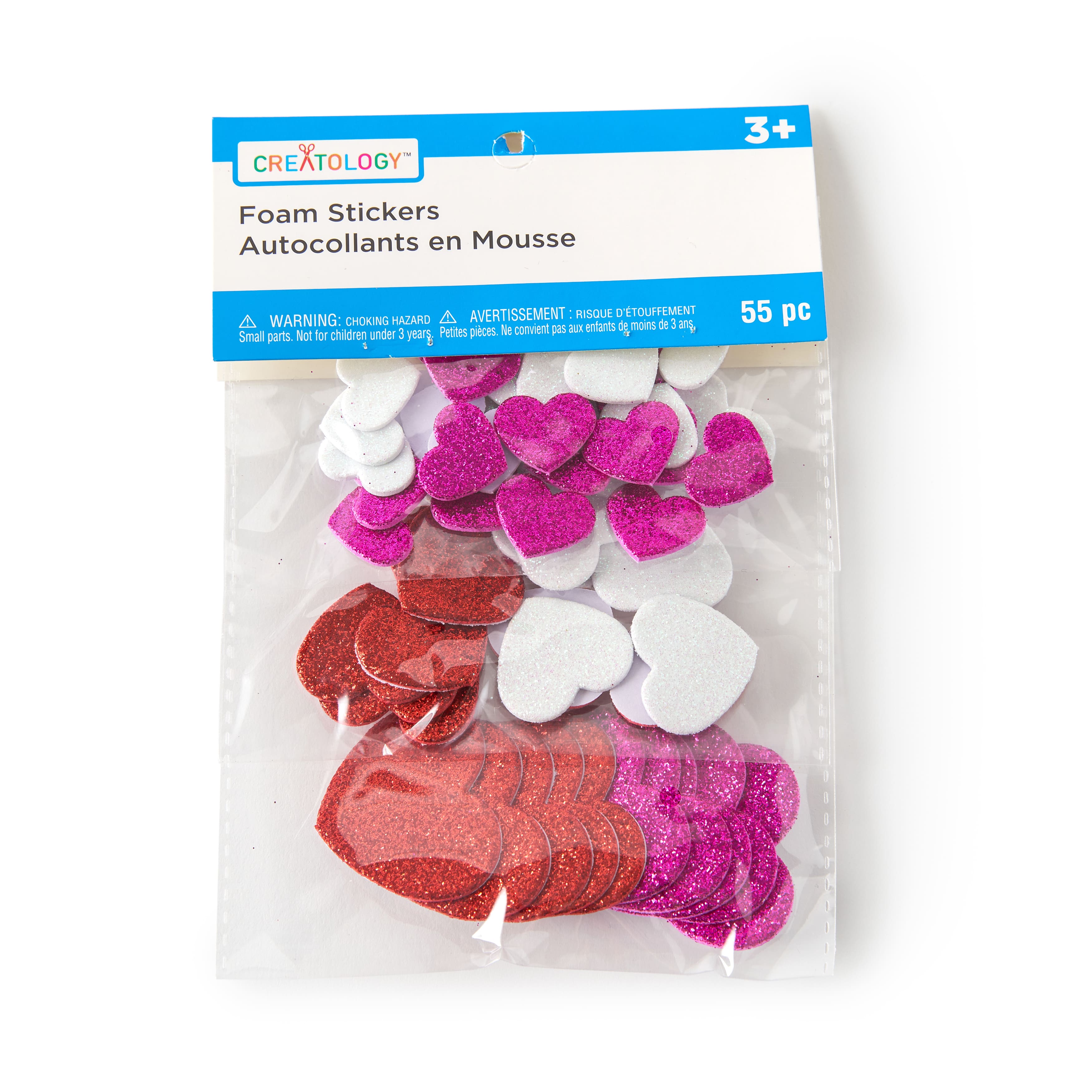 12 Packs: 55 ct. (660 total) Foam Glitter Heart Stickers by Creatology&#x2122;