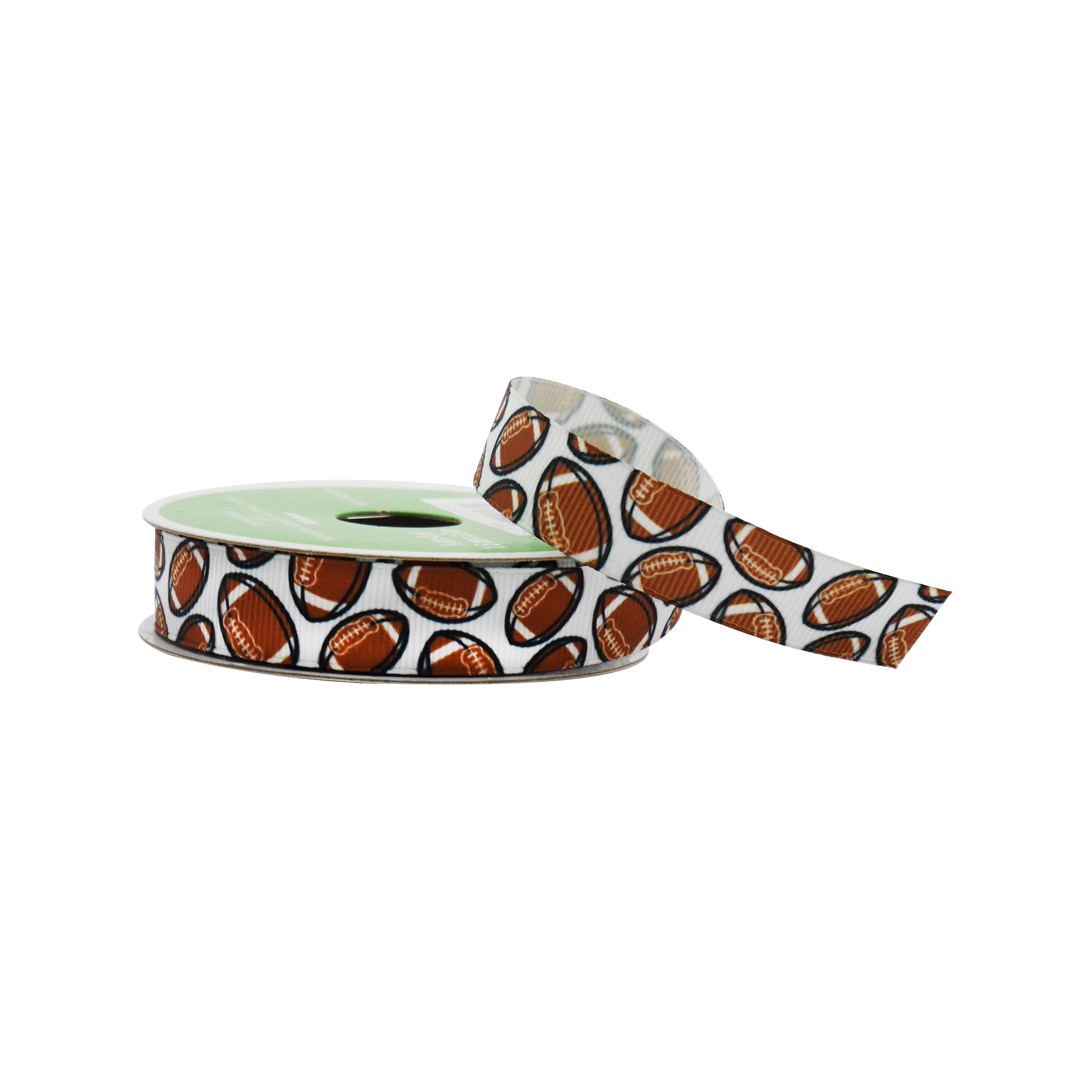 5/8&#x22; x 4yd. Football Toss Grosgrain Ribbon by Celebrate It&#x2122; Tailgate