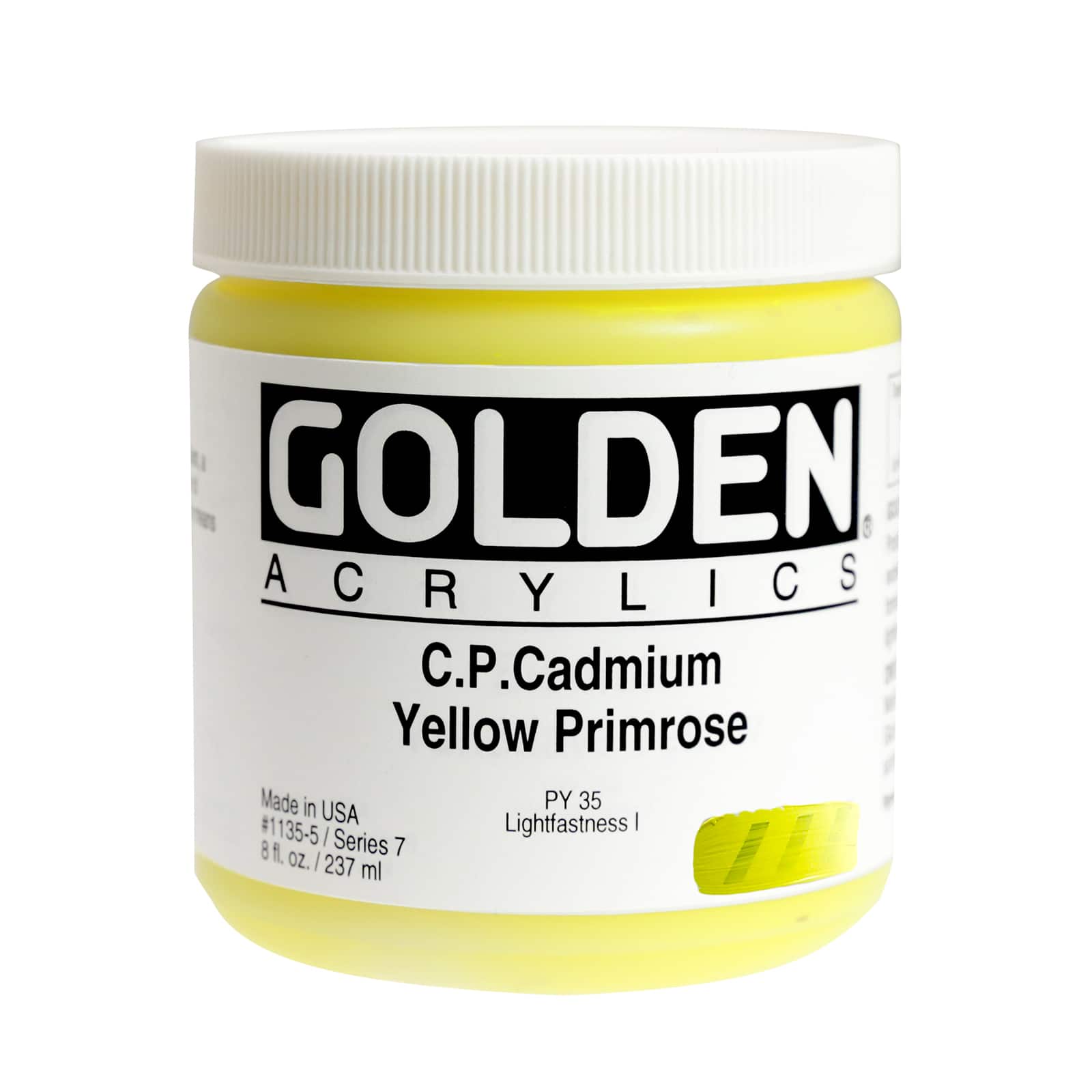 Golden Heavy Body Acrylic Paint, 8 oz in C.p. Cadmium Yellow Primrose