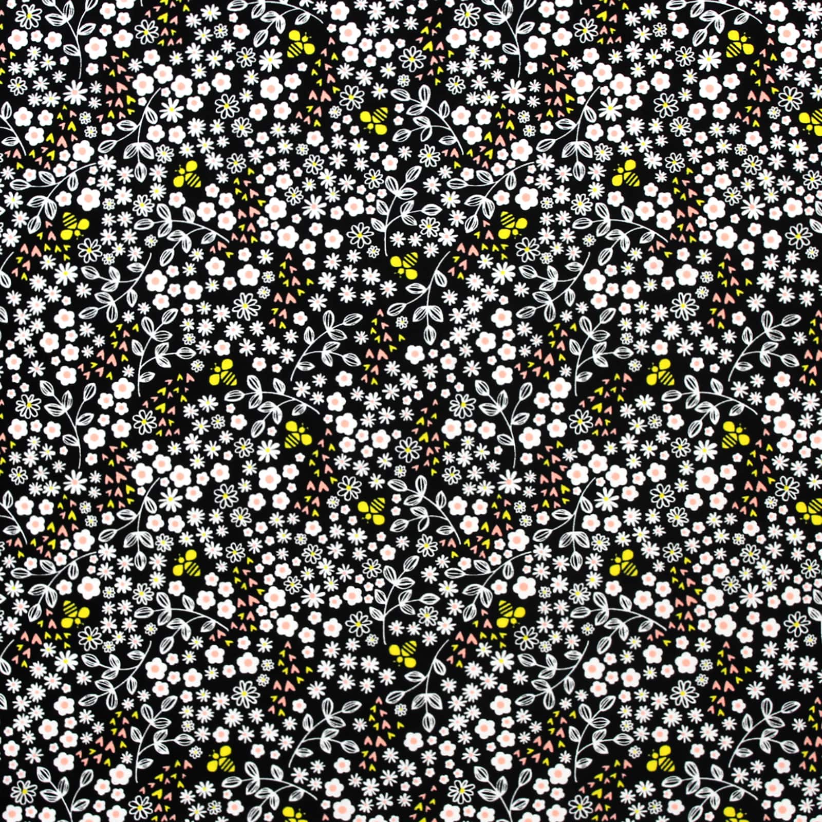 Camelot Fabrics Beeyoutiful Black Ditsy Floral Cotton Fabric