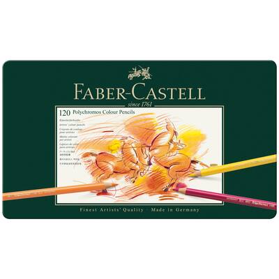 Faber-Castell Polychromos 120 Color Colored Pencil Set in Metal