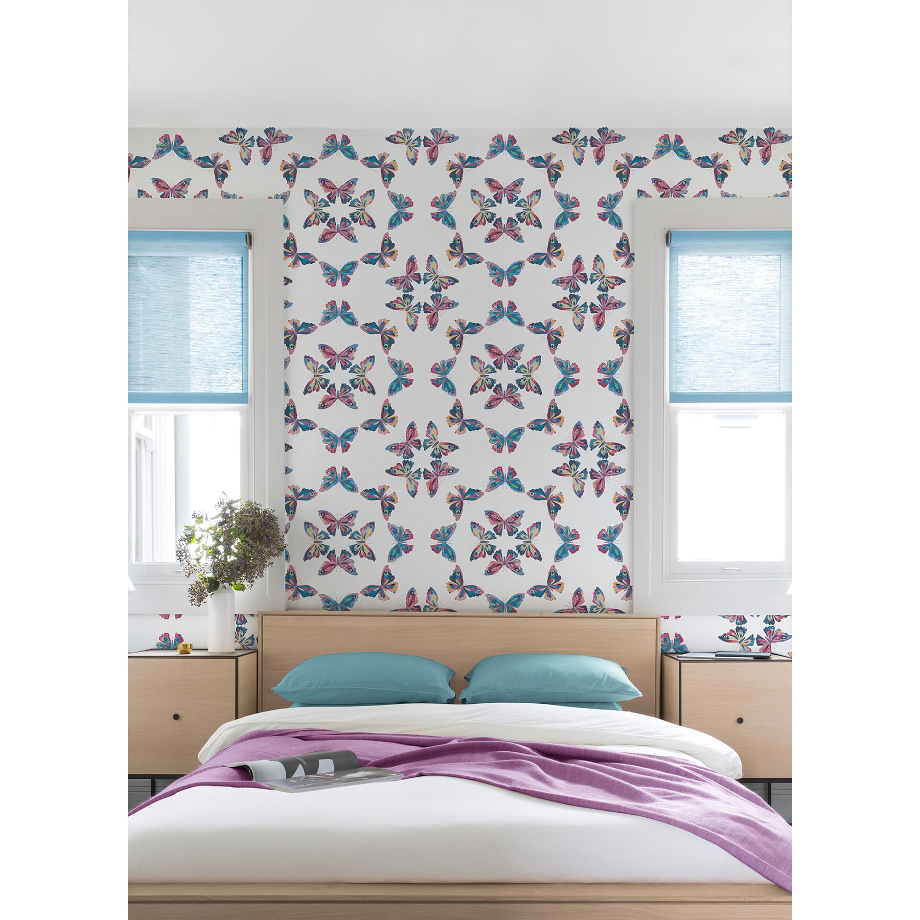 RoomMates Pink &#x26; Blue Papillon Peel &#x26; Stick Wallpaper