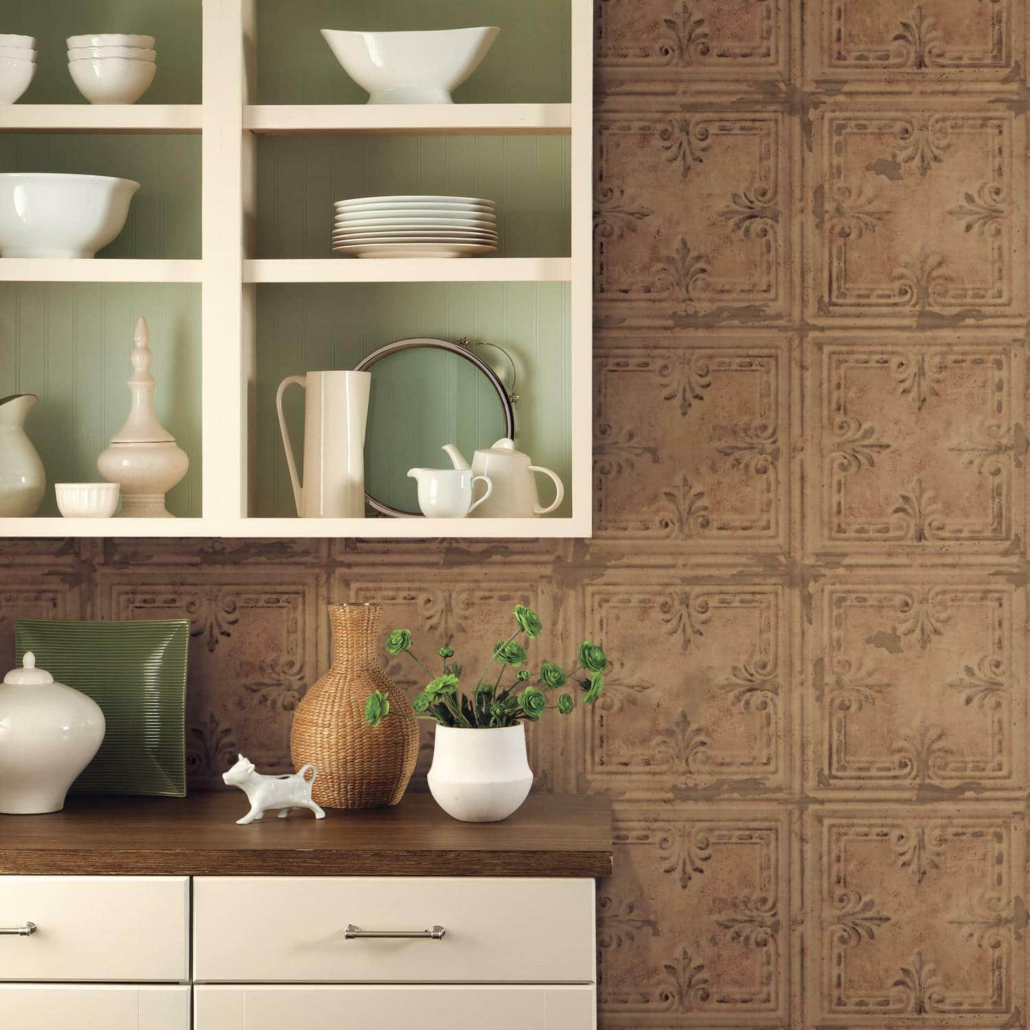 RoomMates Copper Tin Tile Peel &#x26; Stick Wallpaper