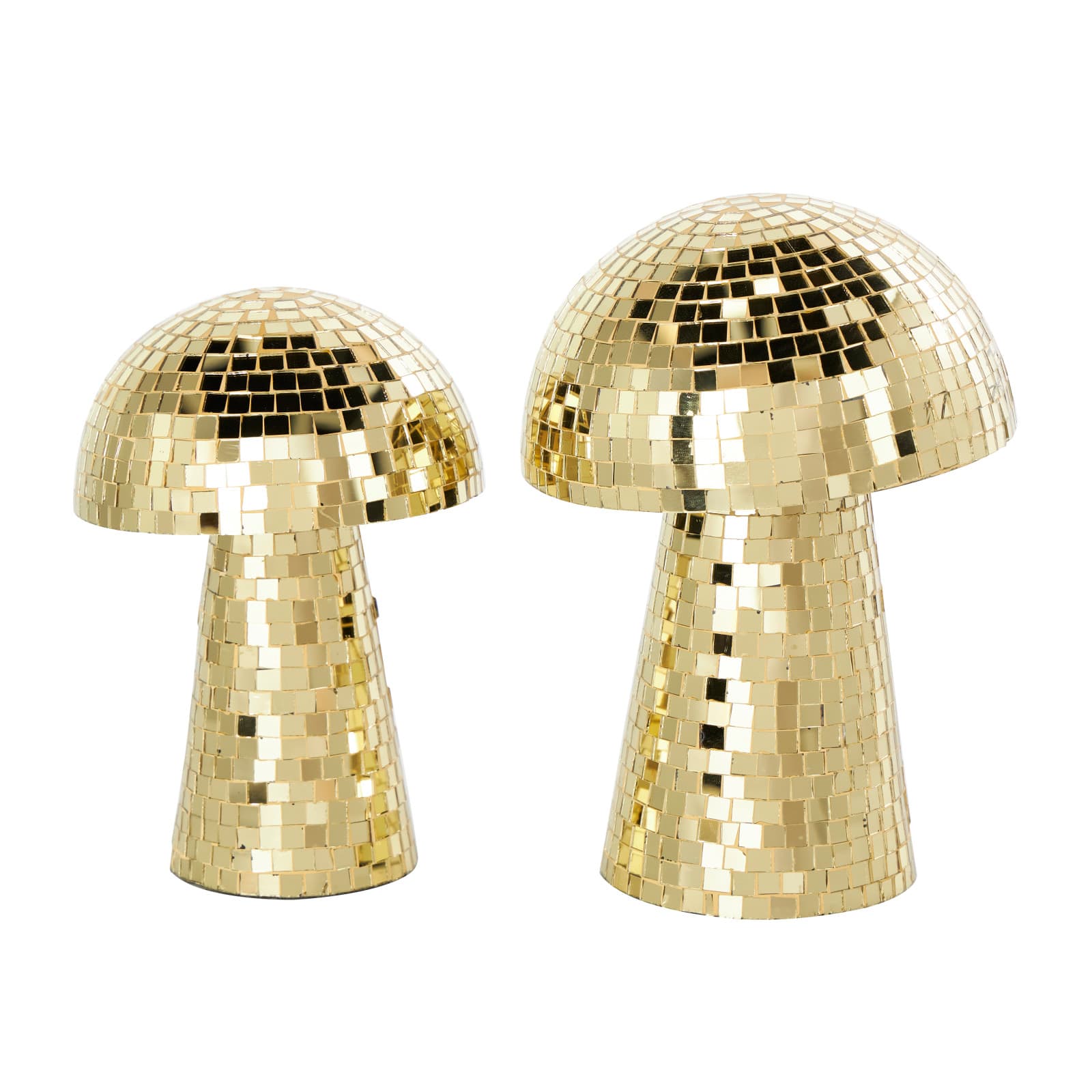 Gold Mushroom Mosaic Mirrored Sculpture Set