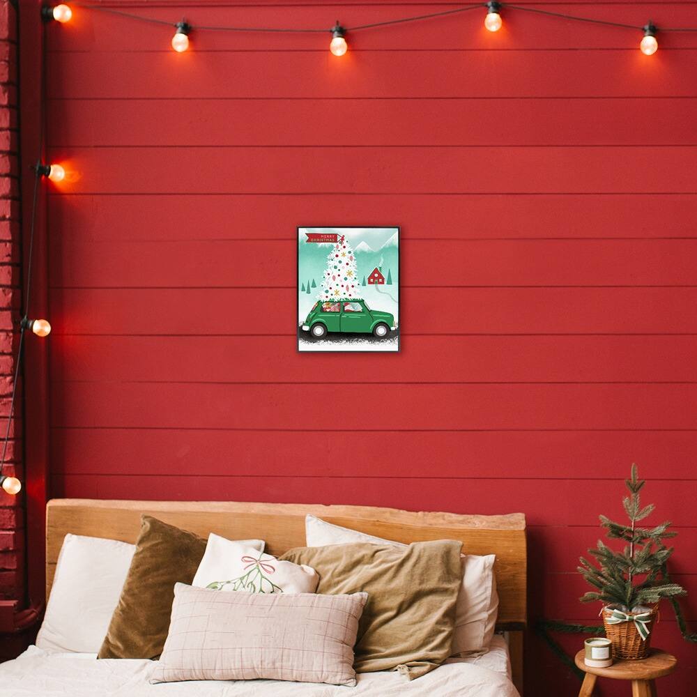 Stupell Industries Santa Driving Christmas Car Framed Giclée Wall Art