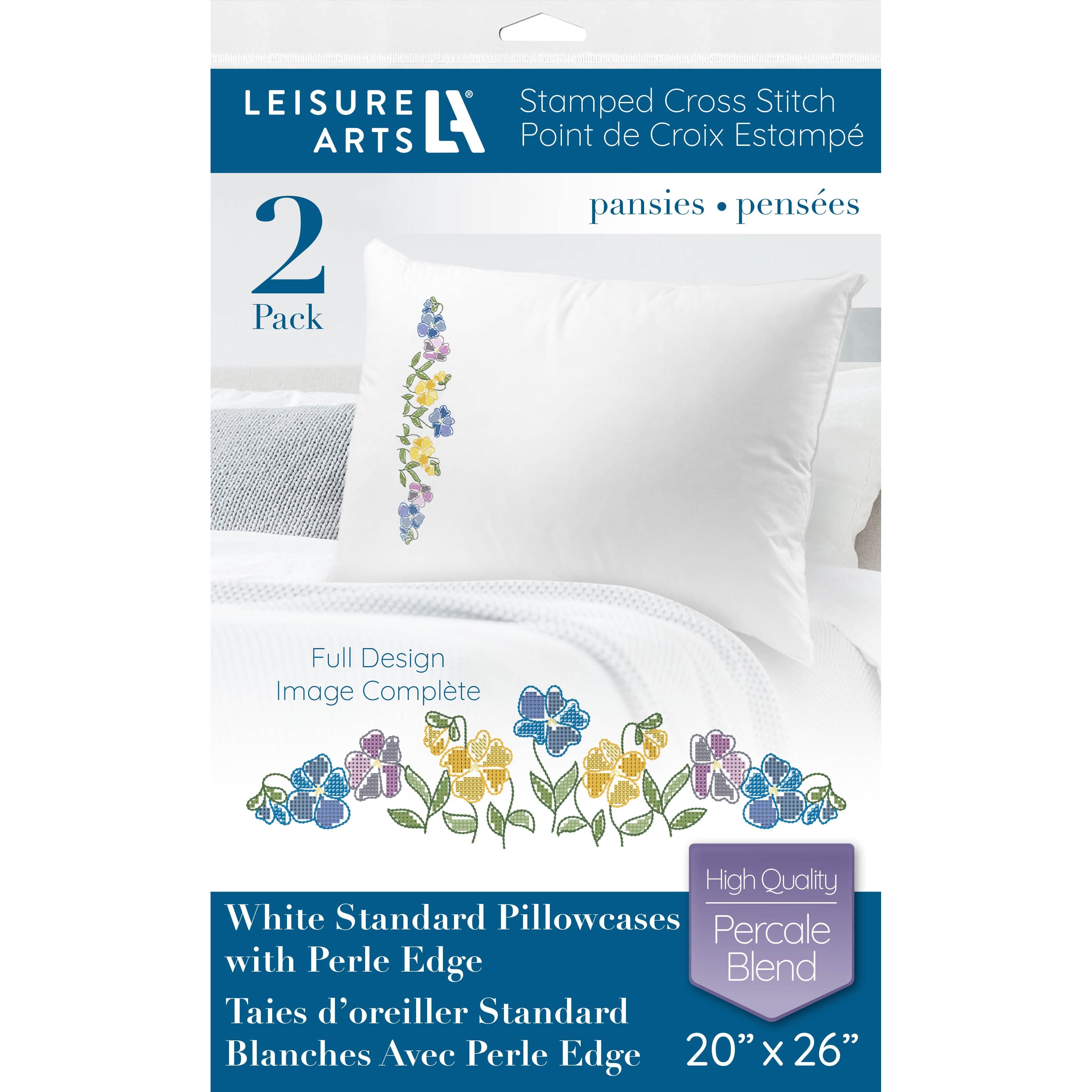 Leisure Arts Pansies Pillowcase Stamped Cross Stitch Kit - D616064S - Pillowcases and Shams Buy the Leisure Arts Pansies Pillowcase Stamped Cr sku D616064S
