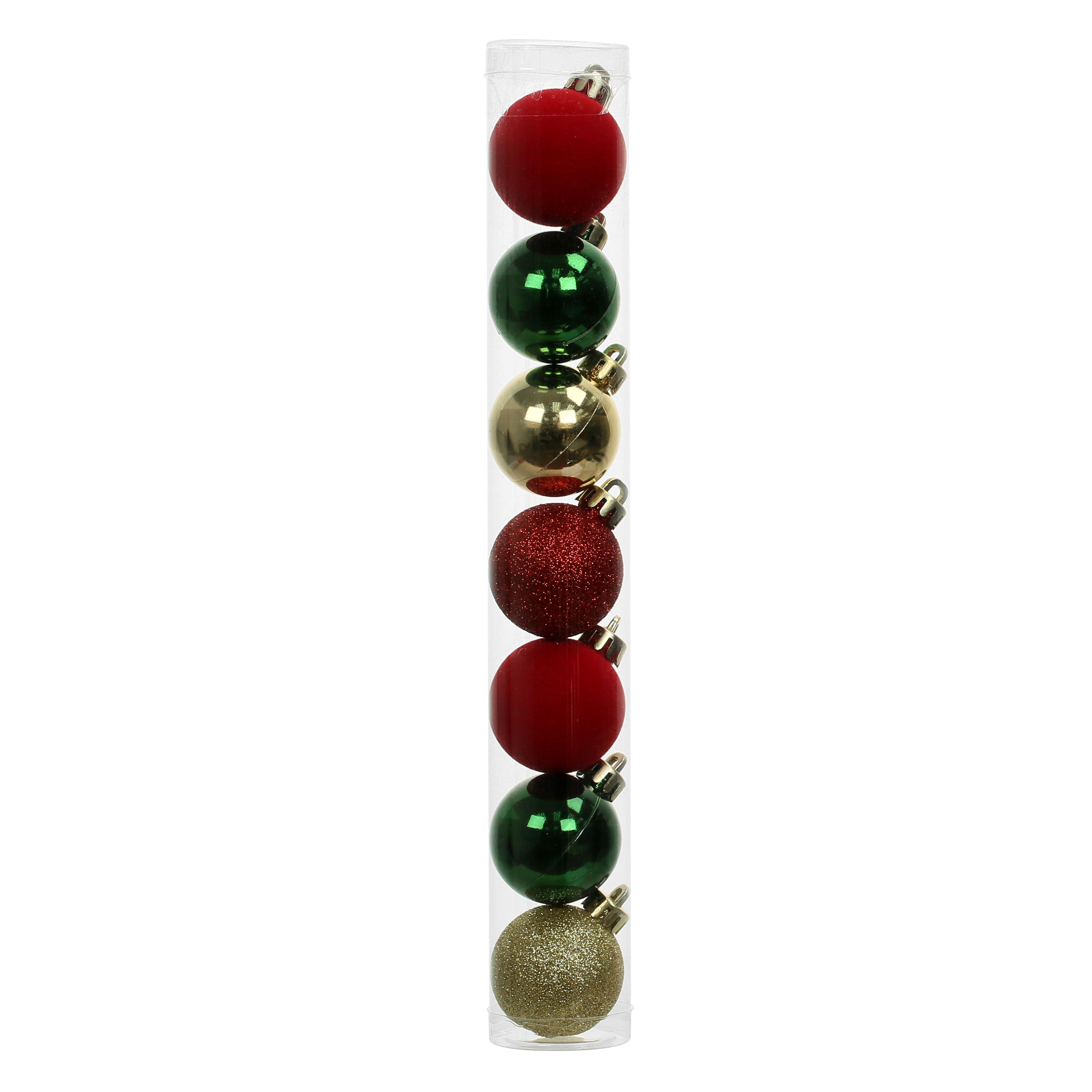 7 Pack 1.5&#x22; Red, Green &#x26; Gold Shatterproof Ball Ornaments by Ashland&#xAE;